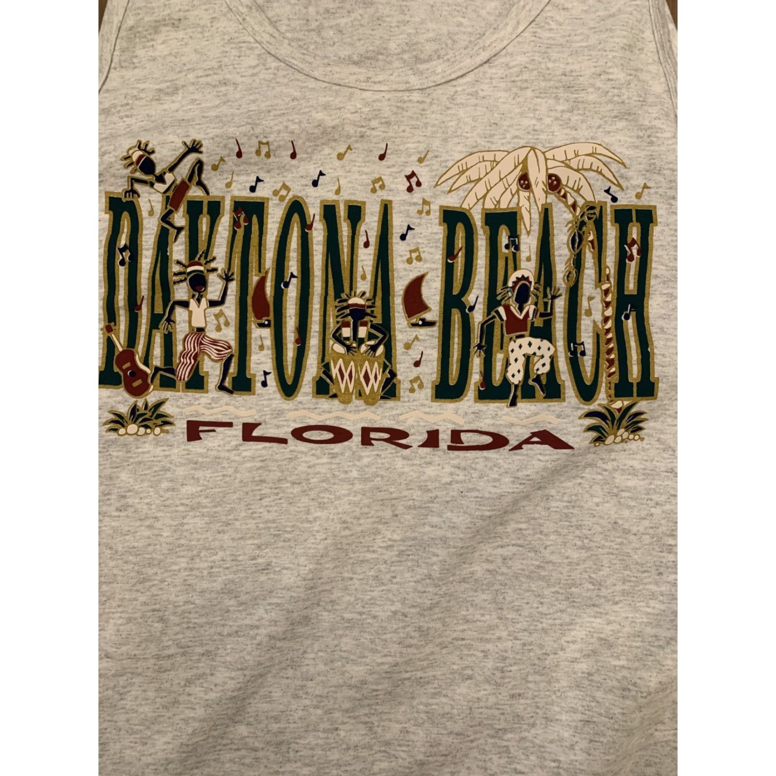 Anvil VINTAGE Daytona Beach Florida Tank Top Shirt Adult XL Gray Anvil Tag Single Stitch Men's Beach Size US XL / EU 56 / 4 - 2 Thumbnail