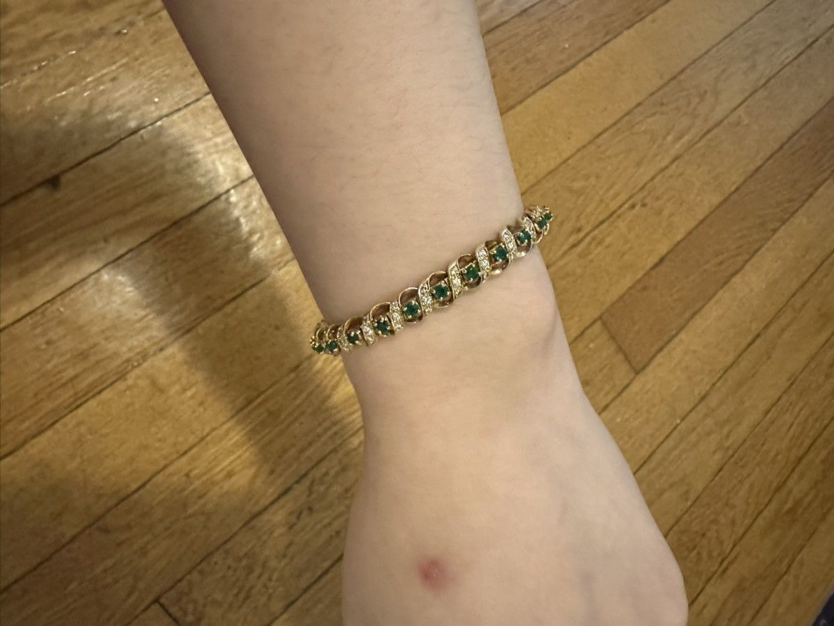 Vintage 18k yellow gold emerald bracelet Size ONE SIZE - 2 Thumbnail