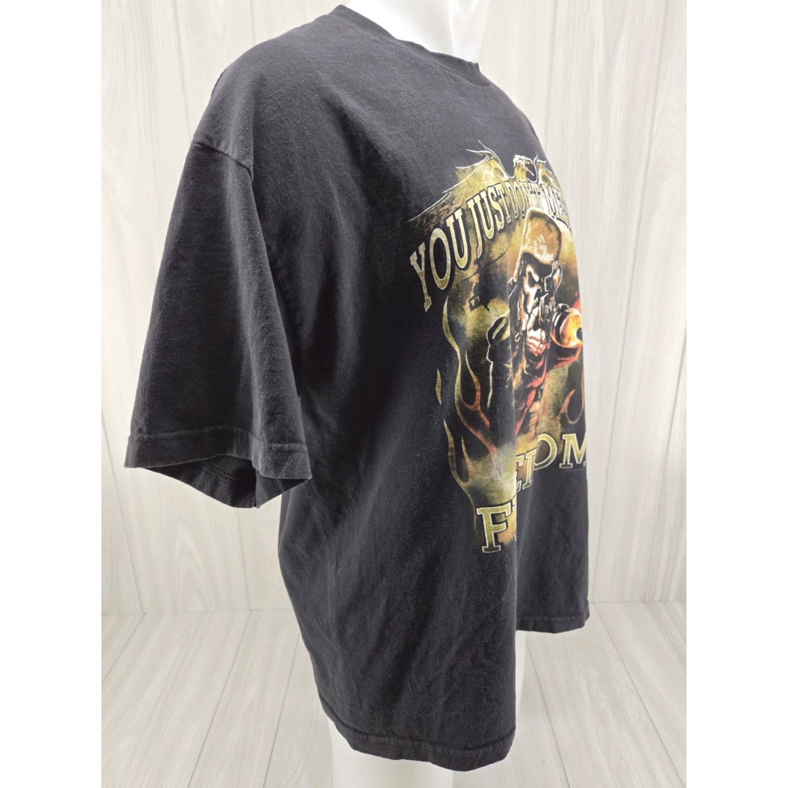 Vintage Hot Leathers T-Shirt Mens XL Black Don't Mess With Freedom Graphic Crew Neck Short Sleeve Size US XL / EU 56 / 4 - 6 Thumbnail