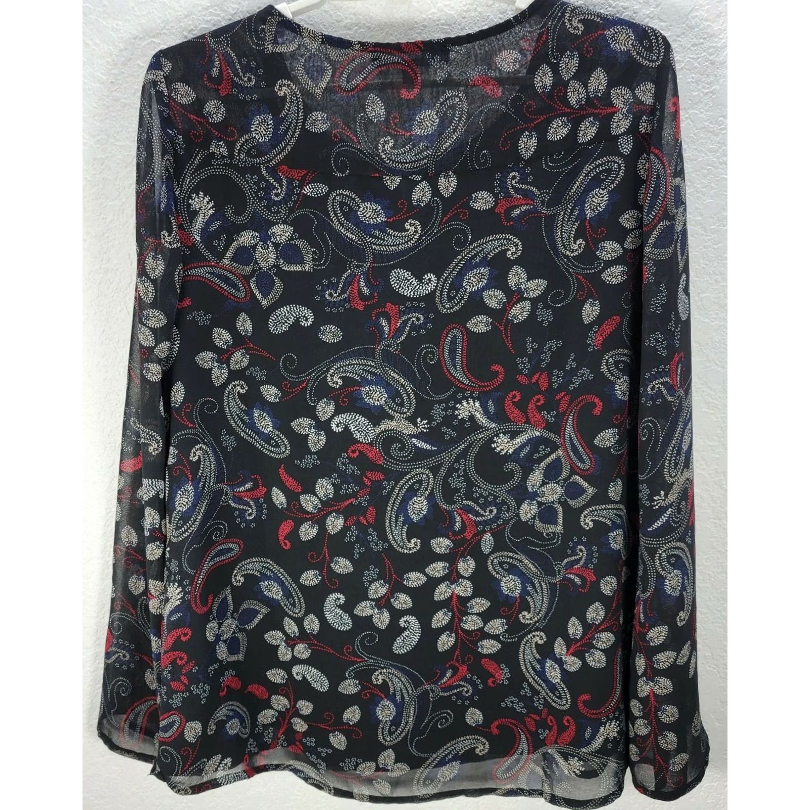 Sanctuary Sanctuary Blouse Shirt Womens Relaxed Silky Paisley Floral Black White Red Sz S Linen? Size S / US 4 / IT 40 - 5 Thumbnail
