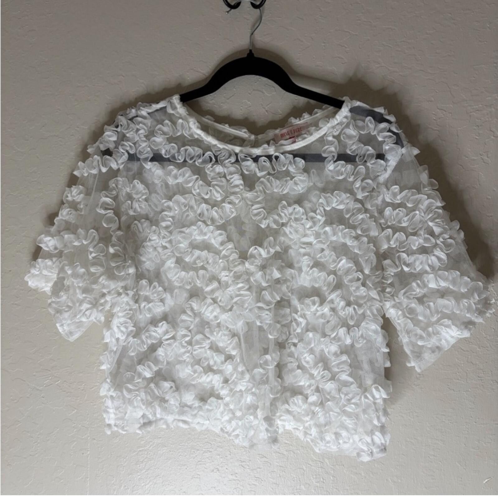 Other (Mele E Pere) Elegant Sheer Ruffled Blouse Size M / US 6-8 / IT 42-44 - 1 Thumbnail