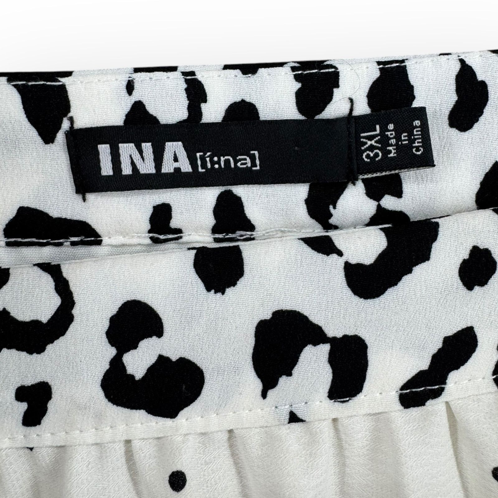 Other INA Black & White Leopard Print Pleated Midi Skirt | 3XL Size 42" / US 20 - 4 Thumbnail