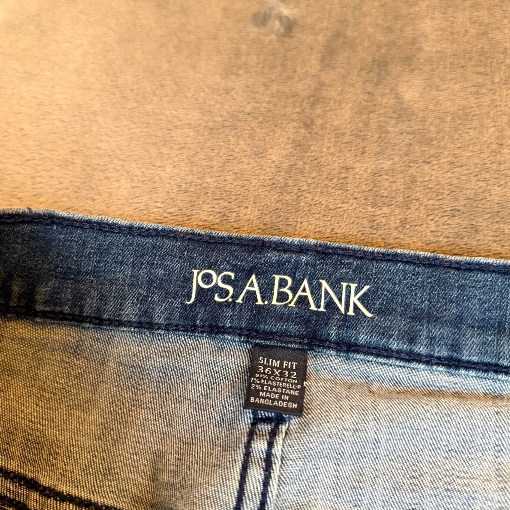 Denime JOS A BANK Slim Fit Jeans Denim Pants Casual Comfort Mens 36x32 Blue Straight Jeans Mens Slim Fit Casual Denim Topwear Size US 36 / EU 52 - 2 Thumbnail