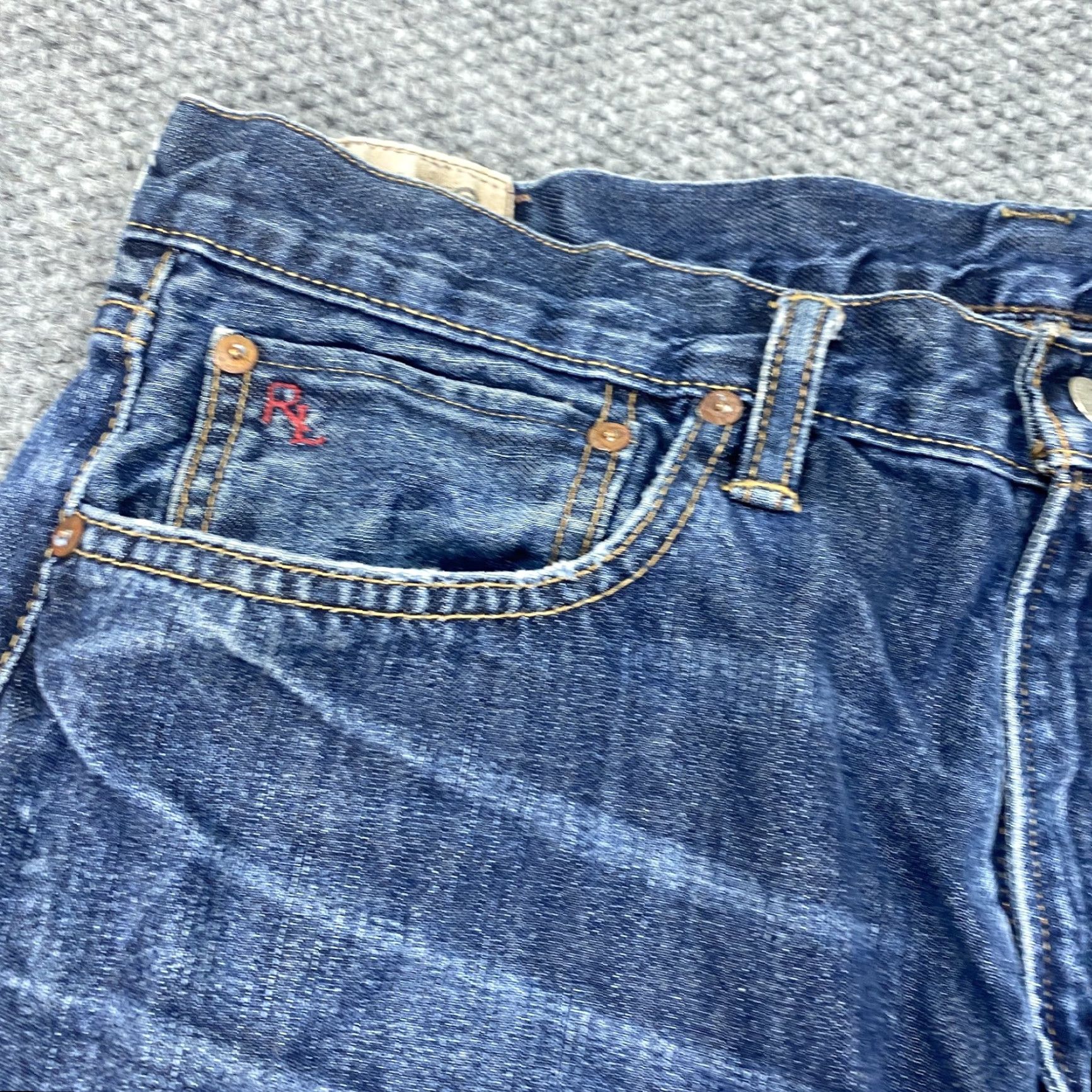 Ralph Lauren Ralph Lauren Polo Jeans Mens 36x34 Blue Denim Straight Leg Distressed RL Pants Size US M / EU 48-50 / 2 - 3 Thumbnail