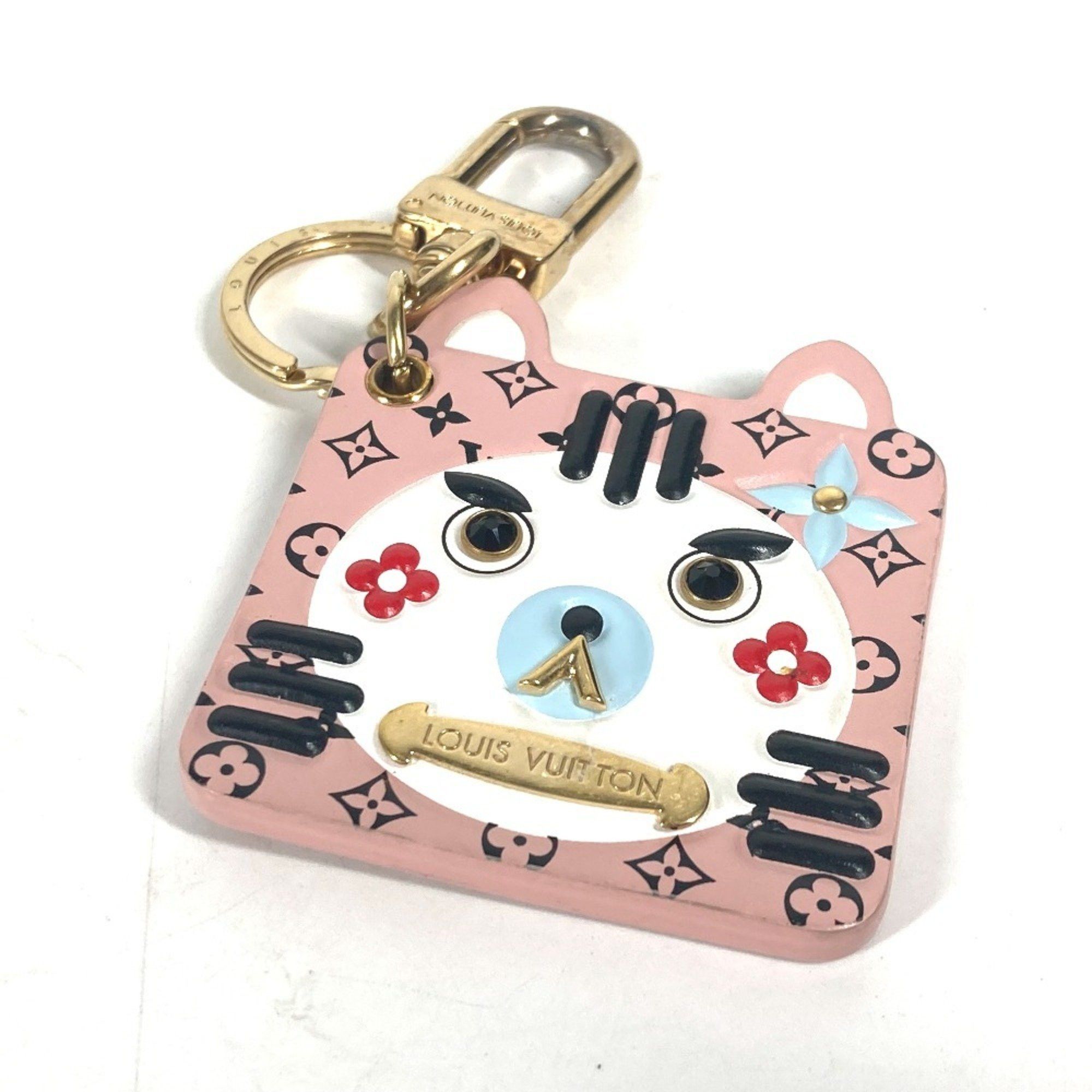 Louis Vuitton LOUIS VUITTON M68452 Portocle Fun Face Monogram Cat Bag Charm Keychain Leather Women's Pink Size ONE SIZE - 1 Thumbnail