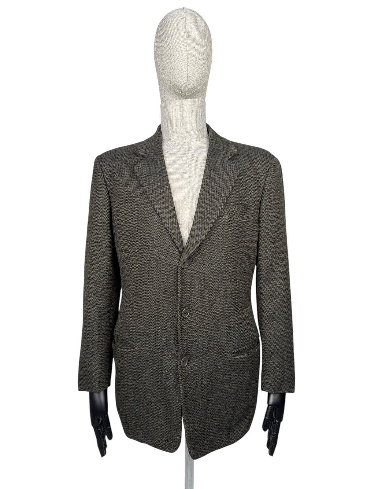 GIORGIO ARMANI Wool Silk Cashmere Herringbone Blazer Jacket