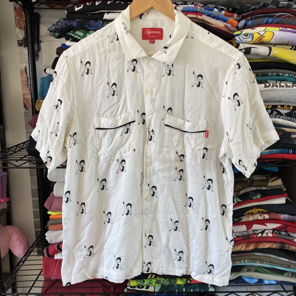 Supreme Supreme Betty Boop Rayon Button Up Shirt White 2016 Size US M / EU 48-50 / 2 - 1 Thumbnail