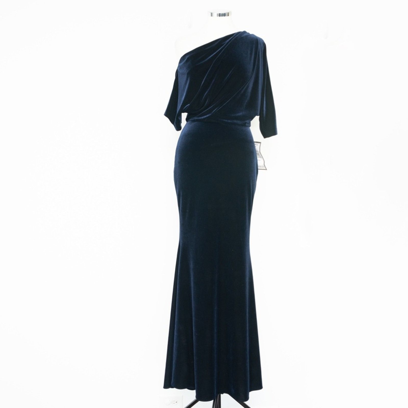 Designer Betsy & Adam. Off the Shoulder Stretch Velvet Gown. Size M / US 6-8 / IT 42-44 - 8 Thumbnail