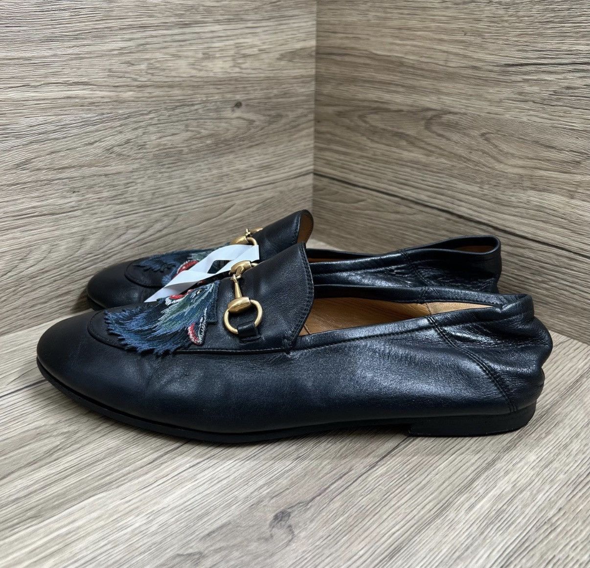 Gucci Gucci Brixton Wolf Head Embroidered Loafers J41 Size US 9.5 / EU 42-43 - 1 Thumbnail