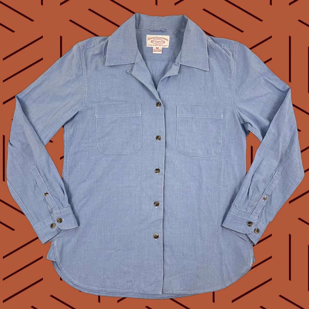 Filson Filson Shirt Womens Medium Blue Chambray Button-Up Hiking Work Loop Collar Size M / US 6-8 / IT 42-44 - 1 Thumbnail