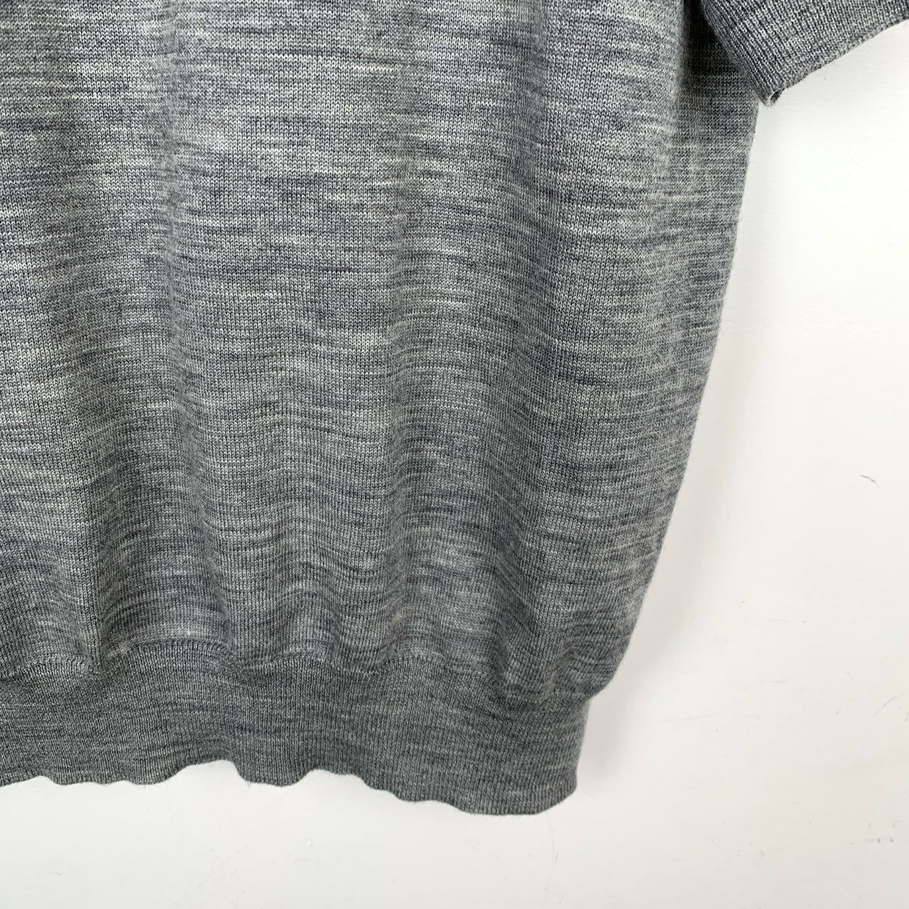 Prada Prada Grey Wool Logo Triangle Patch Crewneck Short-Sleeve Kn Size XS / US 0-2 / IT 36-38 - 7 Thumbnail