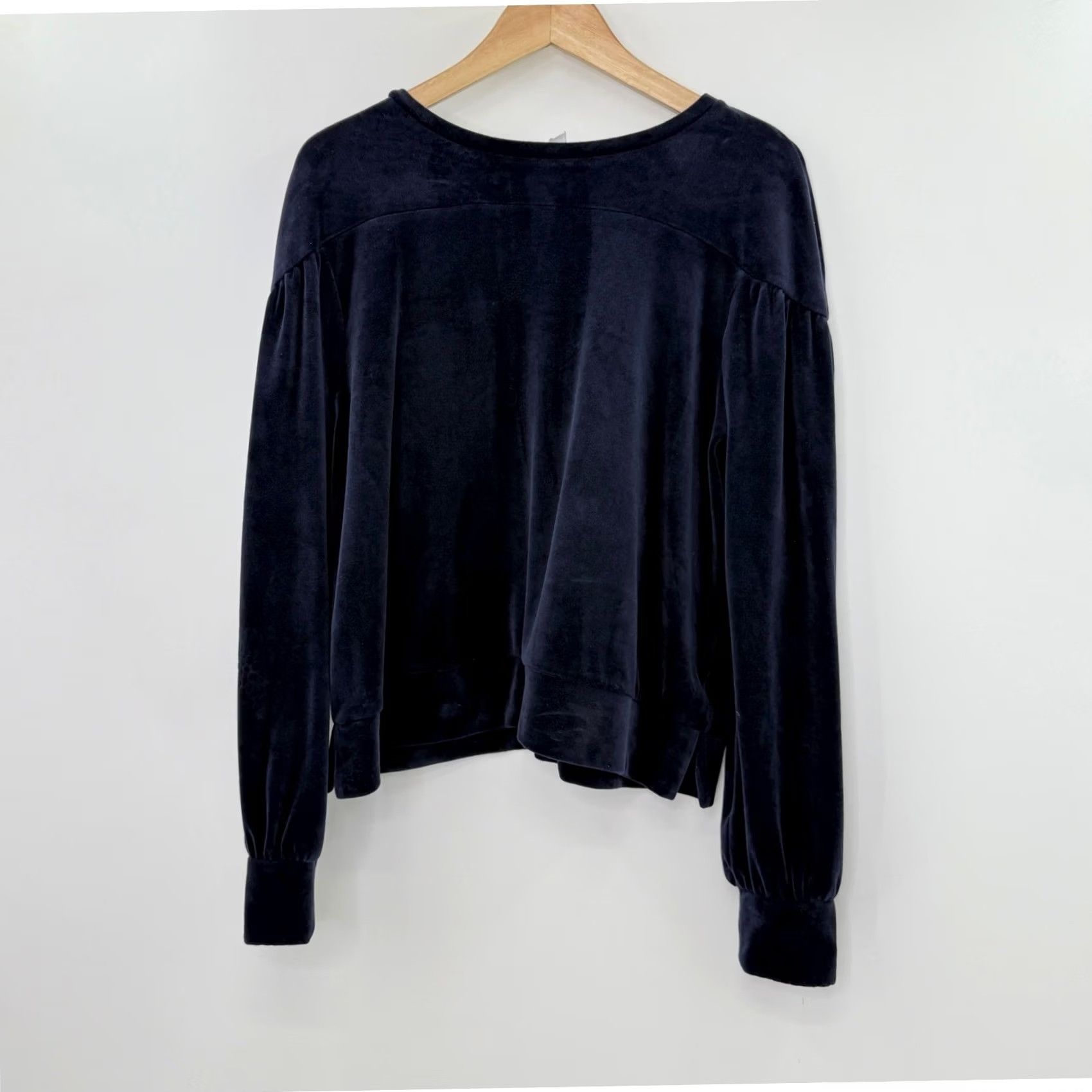 Vintage BP Women's Velour Balloon Sleeve Crewneck Top Blue Size Medium Shirt Blouse Adult Womens 90s? Size M / US 6-8 / IT 42-44 - 2 Thumbnail