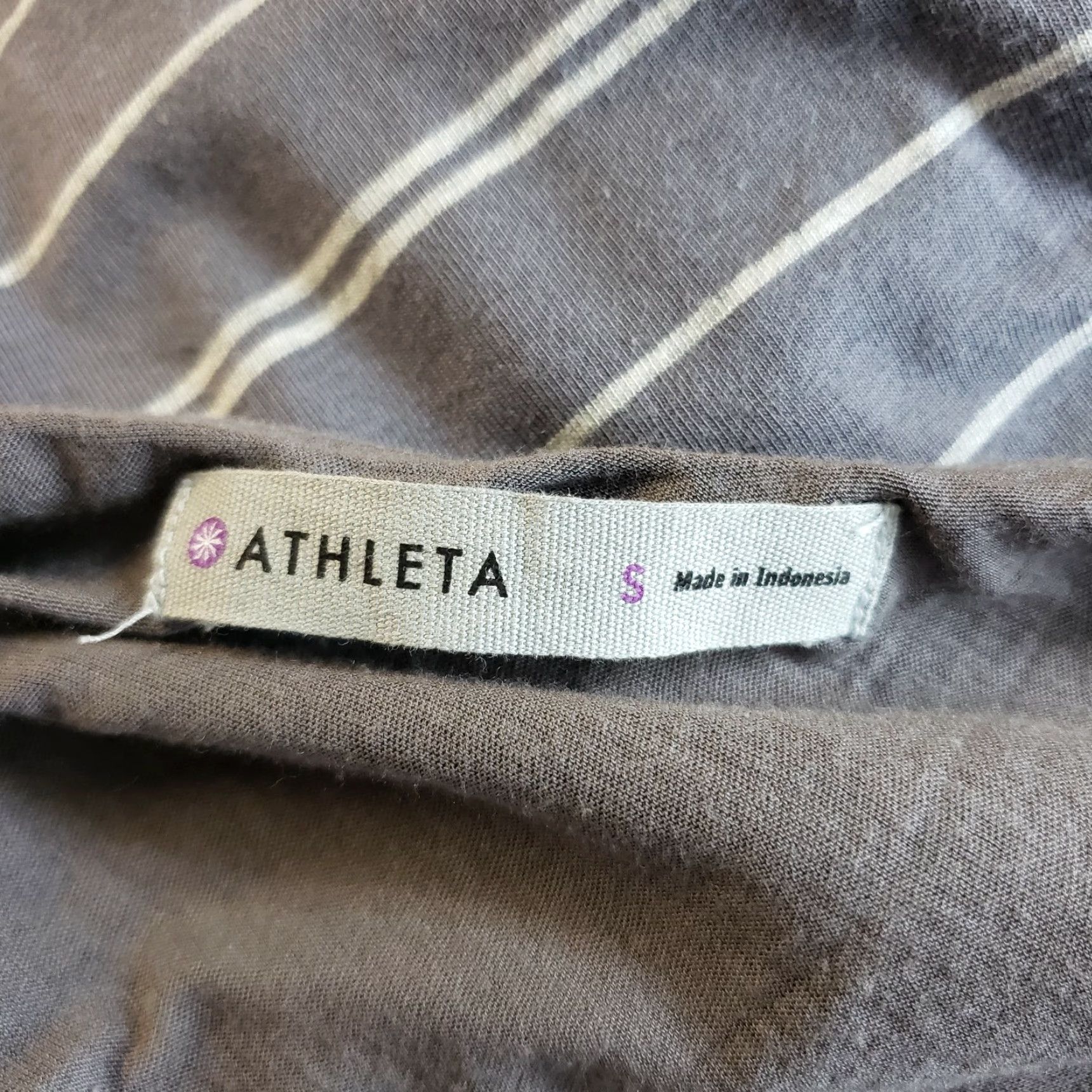 Athleta Athleta Striped Midi Dress Womens Small Gray 3/4 Sleeve Scoop Back Casual Cotton Blend Sheath Size S / US 4 / IT 40 - 6 Thumbnail