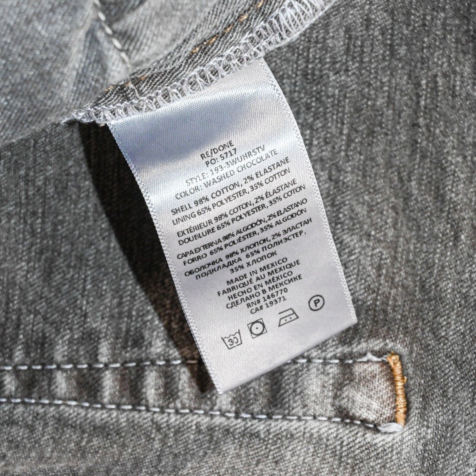 RE/DONE RE/DONE 70s Ultra High Rise Stove Pipe Jeans Grey wash raw Size US 31 - 8 Thumbnail