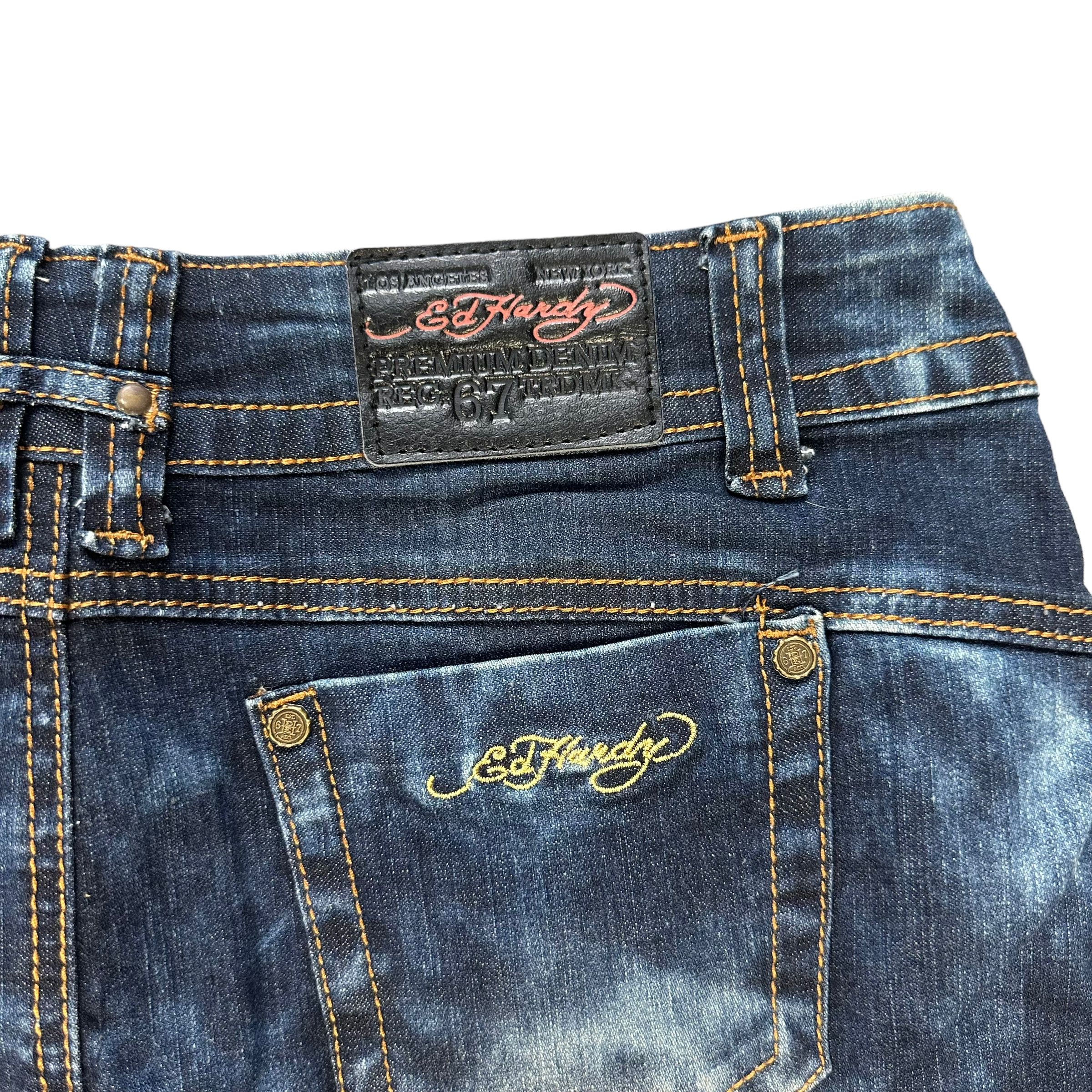 Ed Hardy ED HARDY EMBROIDERY LOGO DENIM MINI SKIRTS #8656-019 Size 30" / US 8 / IT 44 - 11 Thumbnail