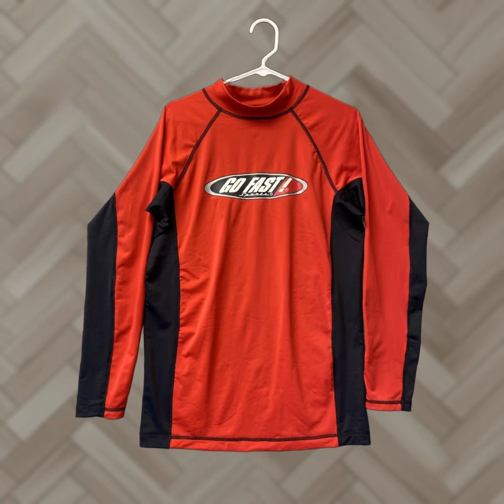 Vintage GO FAST Shirt Compression Long Sleeve Go Fast 2XL Adult Red Solid Gym & Training Activewear Mens T-Shirt Size US XXL / EU 58 / 5 - 1 Thumbnail