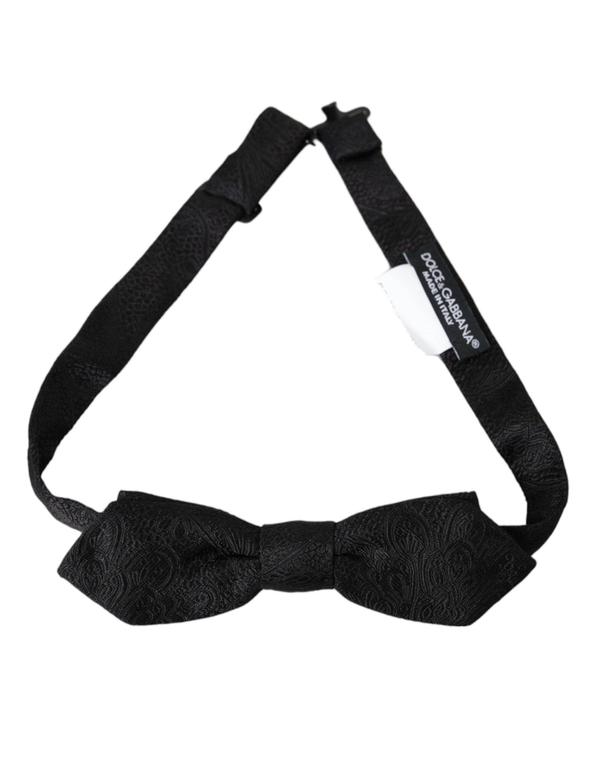 Dolce & Gabbana Black Brocade Silk Adjustable Neck Bow Men's Tie Size ONE SIZE - 1 Thumbnail