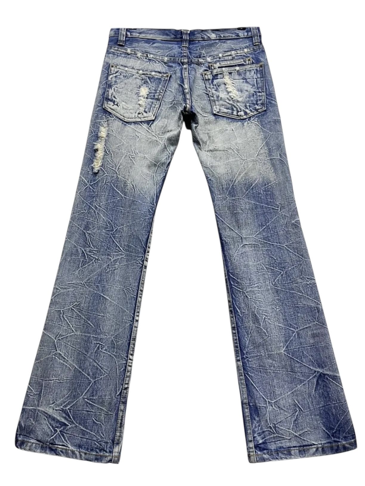 Japanese Brand SICK🔥Vtg KUI Acid Wash Ripped Flare Denim Size US 31 - 3 Thumbnail