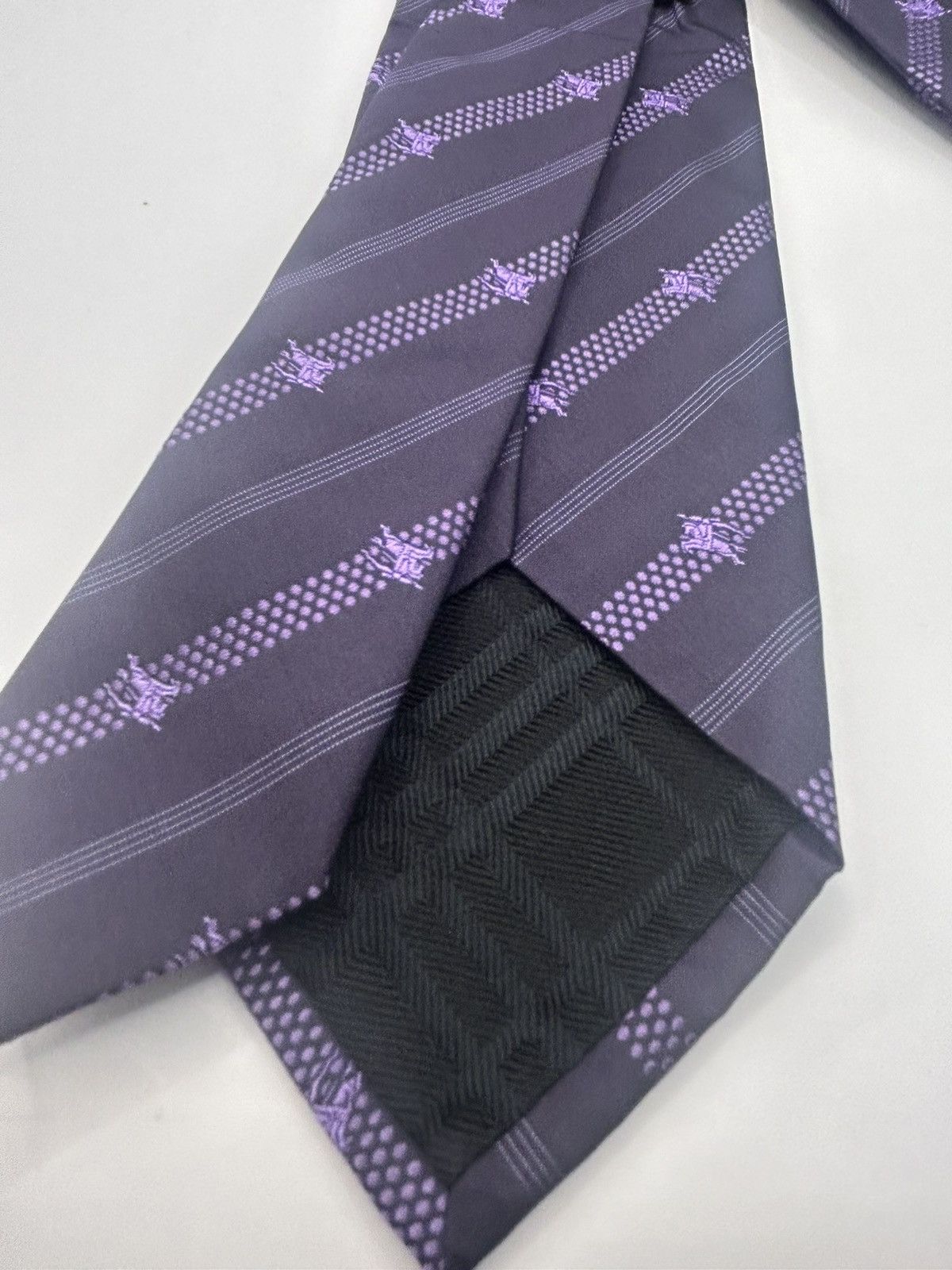 Burberry Burberry London Purple Monogram Striped Tie Size ONE SIZE - 3 Thumbnail