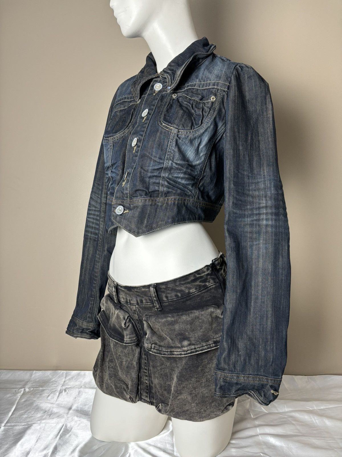 Other Avant garde 2000s cropped denim jacket with wire Size M / US 6-8 / IT 42-44 - 5 Thumbnail