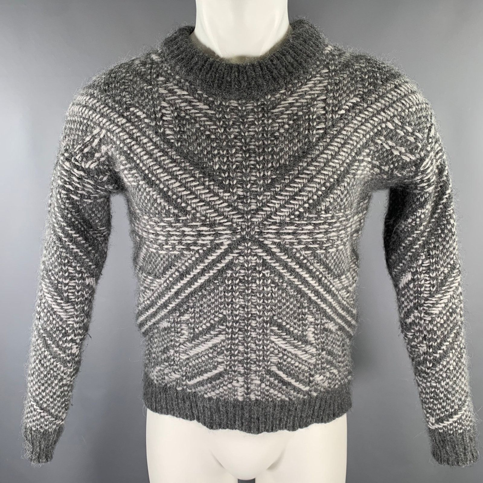 Les Hommes LES HOMMES Light Grey Angora Blend Crew-Neck Sweater S Size US S / EU 44-46 / 1 - 1 Thumbnail