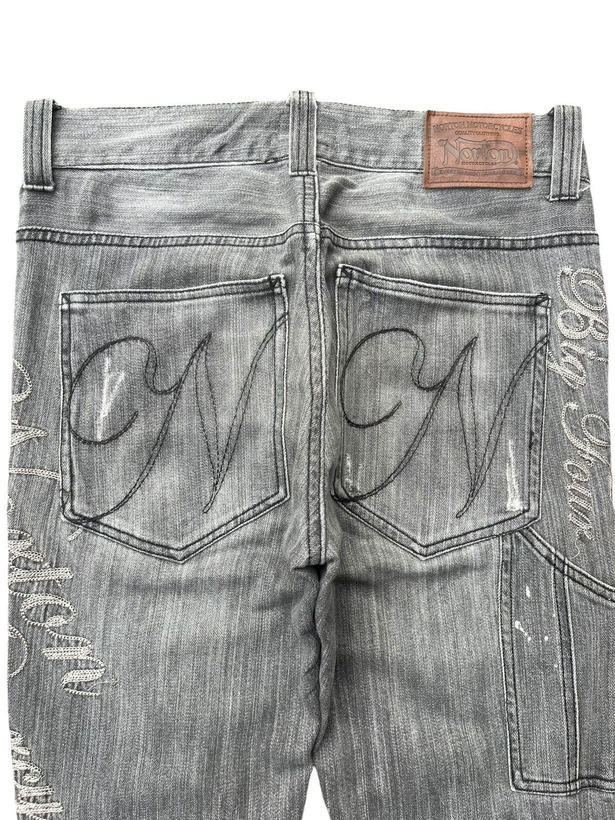 Indian Motorcycle × Norton Vintage Y2K Made in Usa Norton Motorcycle Distressed Jeans Size US 31 - 5 Thumbnail
