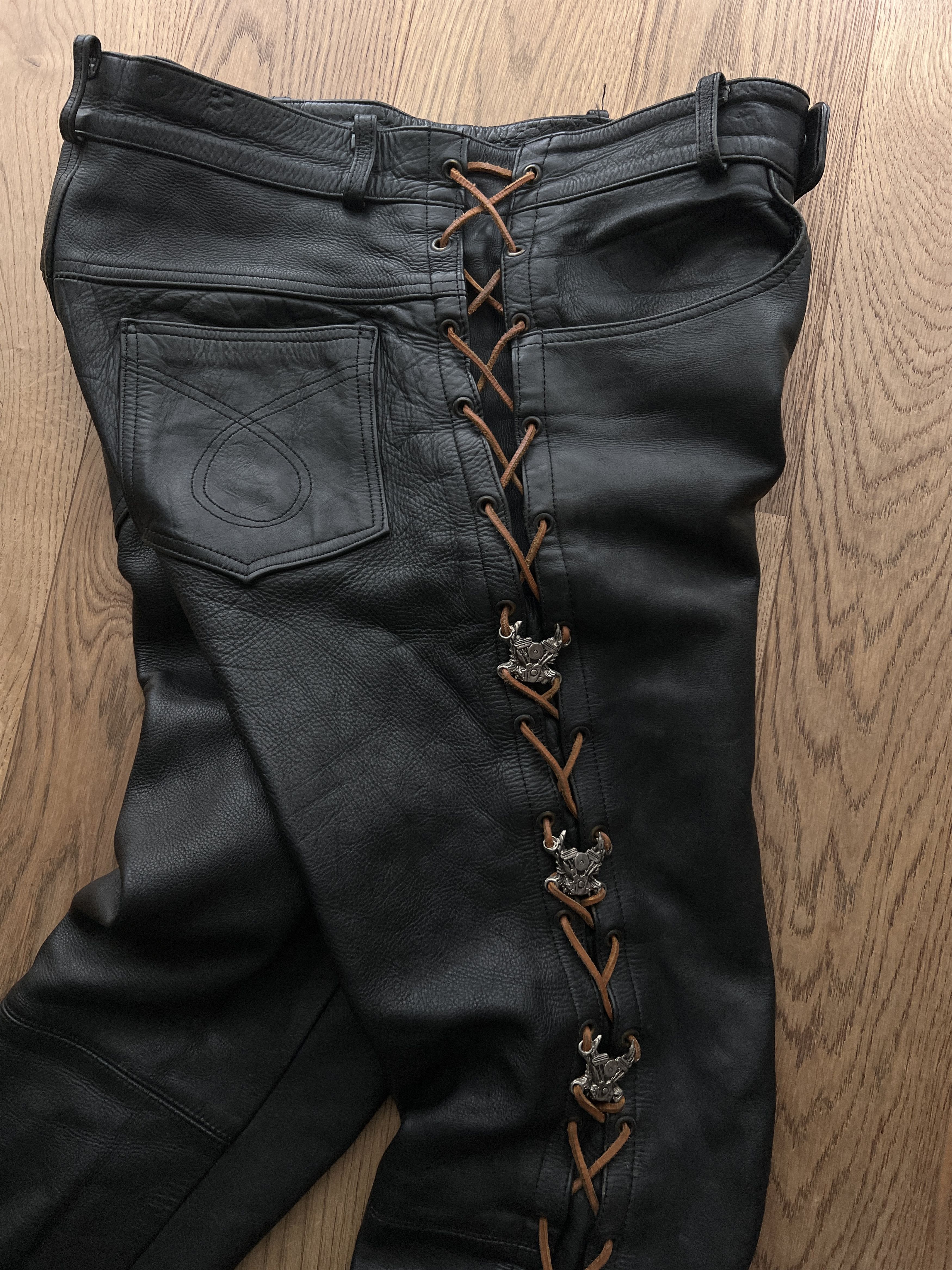Hysteric Glamour SICK! Real leather vtg lace up pants cowboy core opium biker Size US 34 / EU 50 - 12 Thumbnail