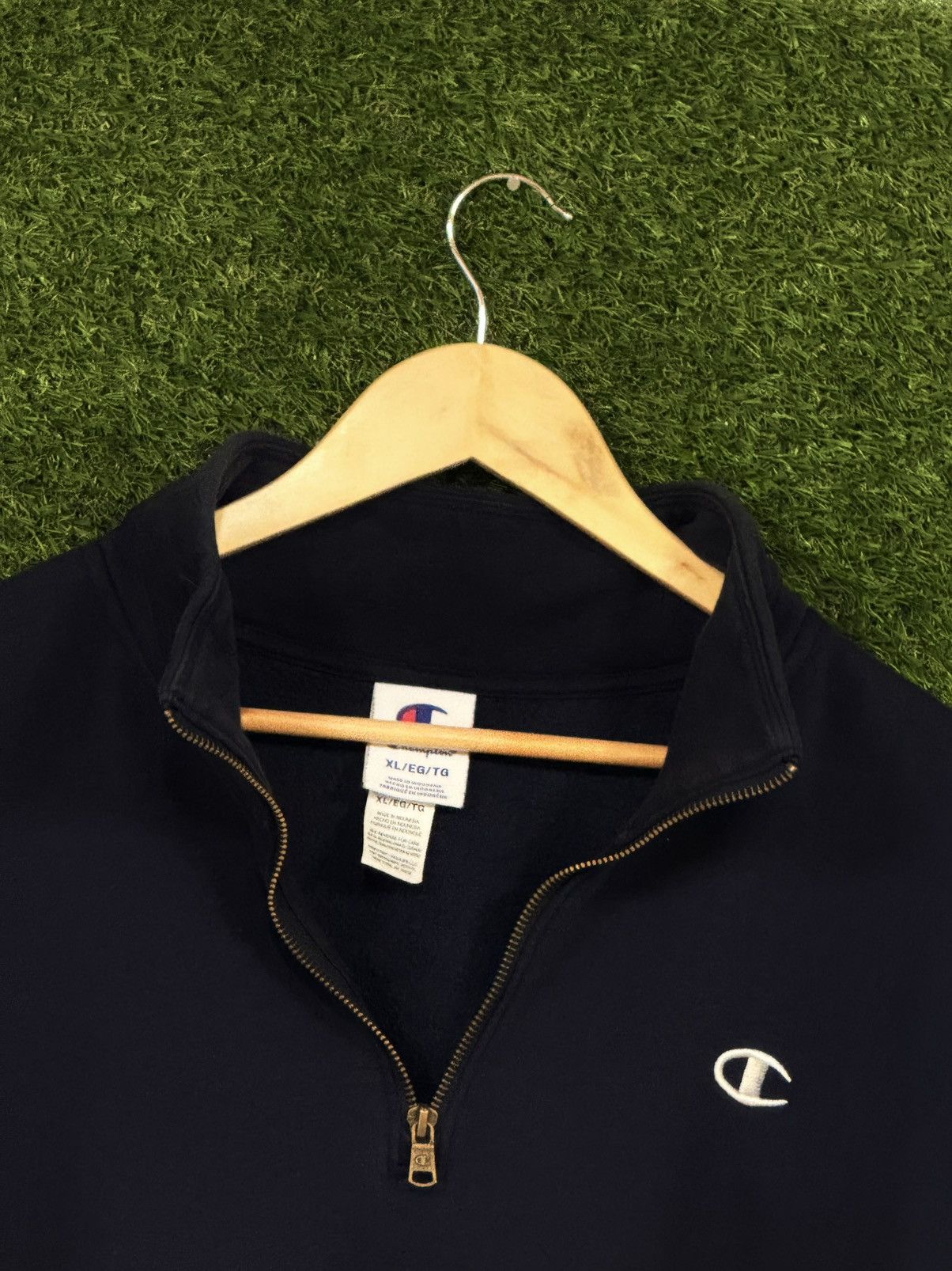 Champion Champion Quarter Zip Fleece Sweatshirt XL Navy Vintage Size US XL / EU 56 / 4 - 4 Thumbnail