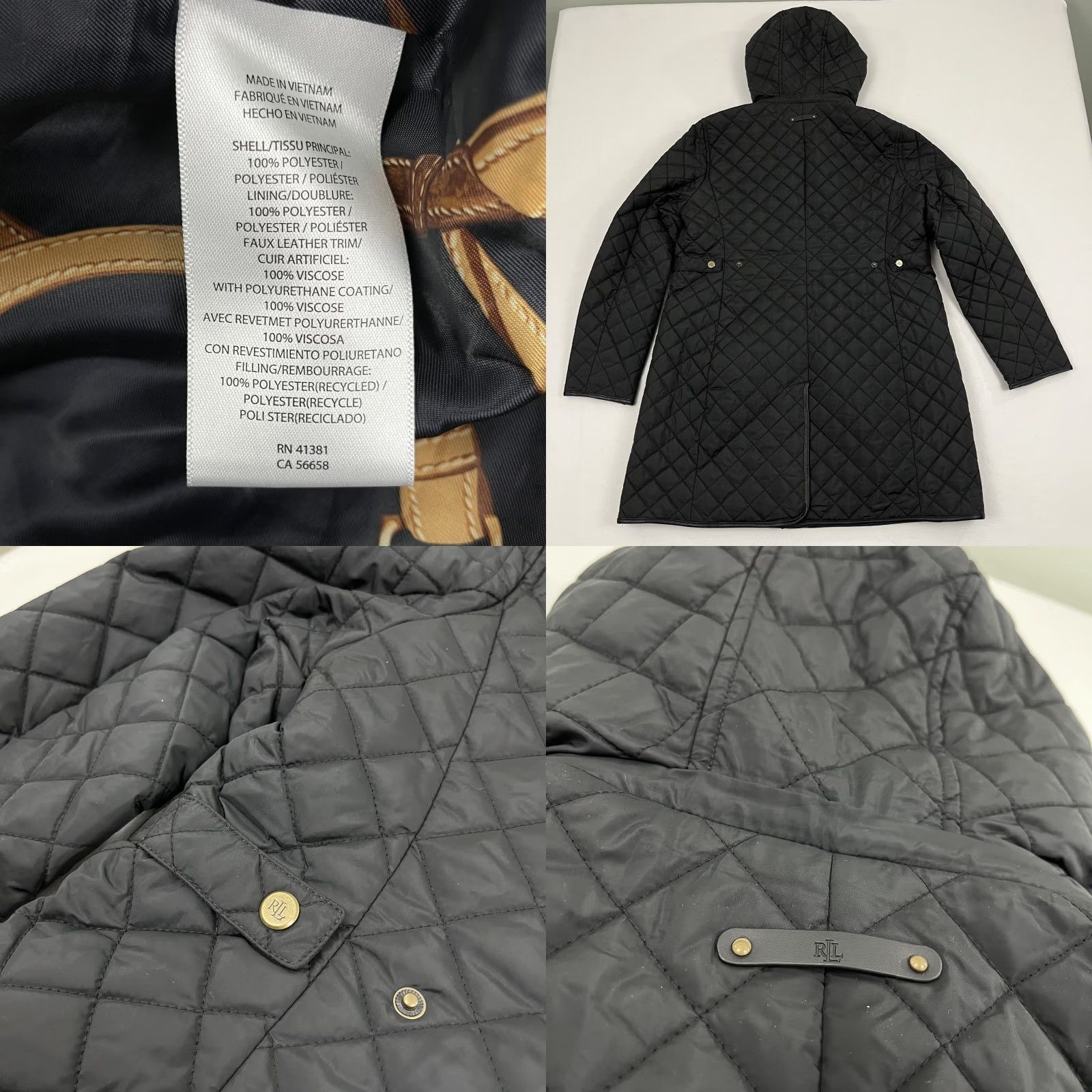 Ralph Lauren Lauren Ralph Lauren Jacket PL Black Quilted Hooded Faux Leather Trim Womens Size L / US 10 / IT 46 - 8 Thumbnail