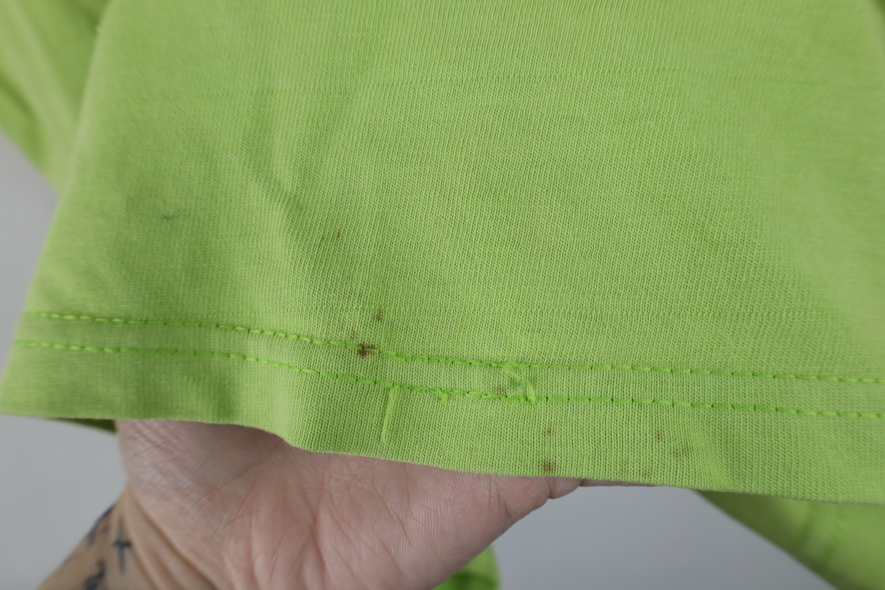 Hanes Vintage 90s Y2K Hanes Beefy Blank Cotton T-Shirt Lime Green Size US S / EU 44-46 / 1 - 8 Thumbnail