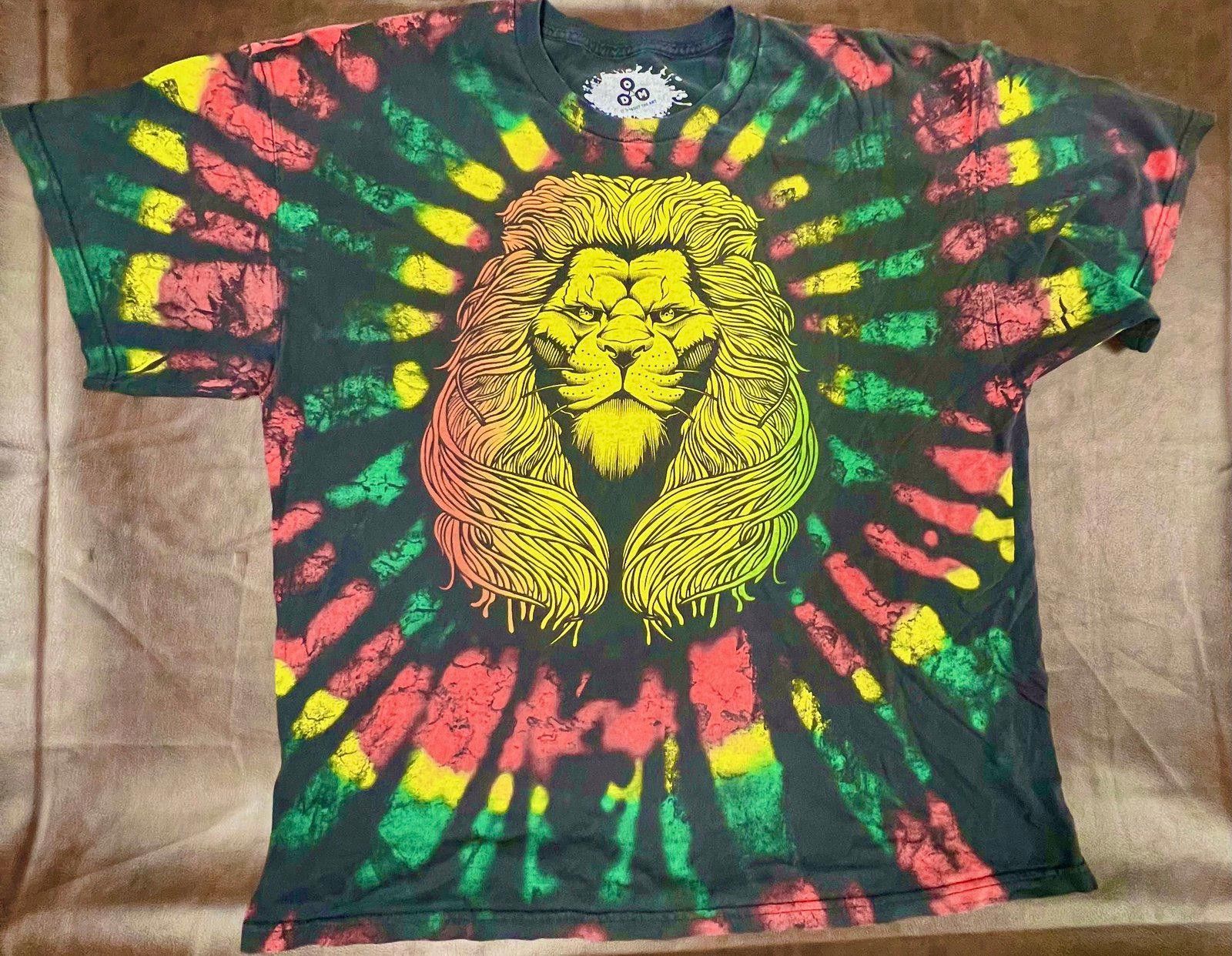 Designer Reggae Lion Mandala Tie-Dye T-Shirt Size US XXL / EU 58 / 5 - 1 Thumbnail