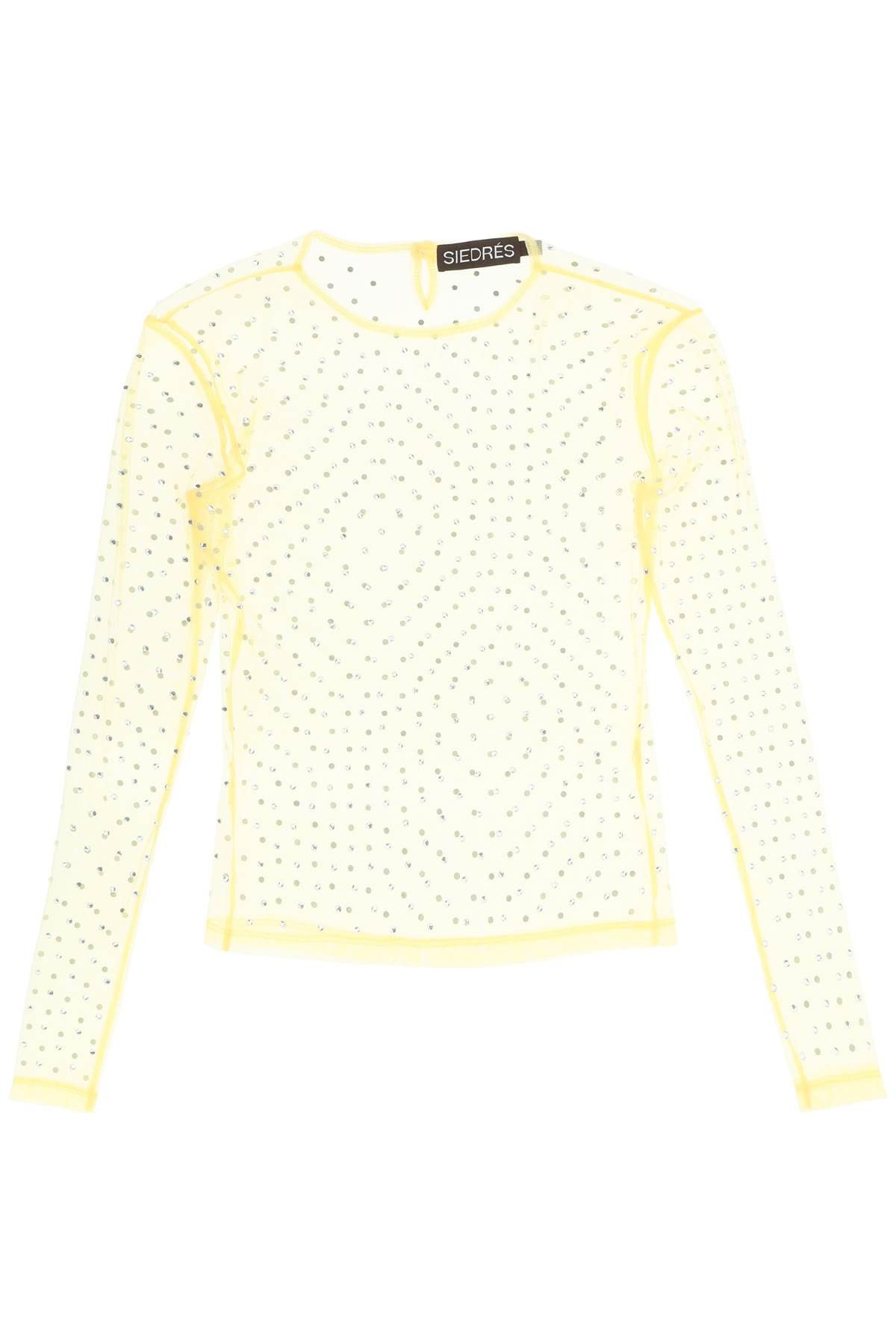 image of Siedres 'desta' Rhinestone Mesh Top in Yellow, Women's (Size Medium)
