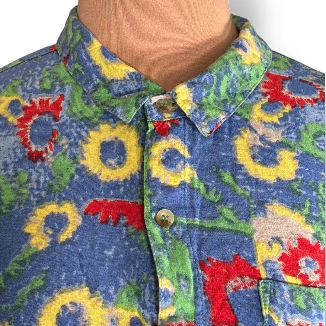 Rolla's Rolla’s Abstract Sunflower Print Viscose Shirt Blue Green Size US M / EU 48-50 / 2 - 2 Thumbnail