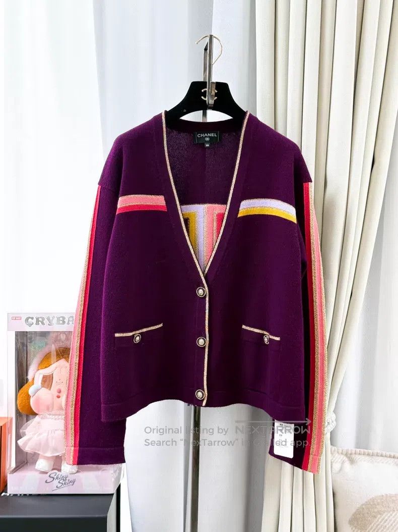 Chanel Chanel Purple cashmere cardigan coat Size XS / US 0-2 / IT 36-38 - 1 Thumbnail