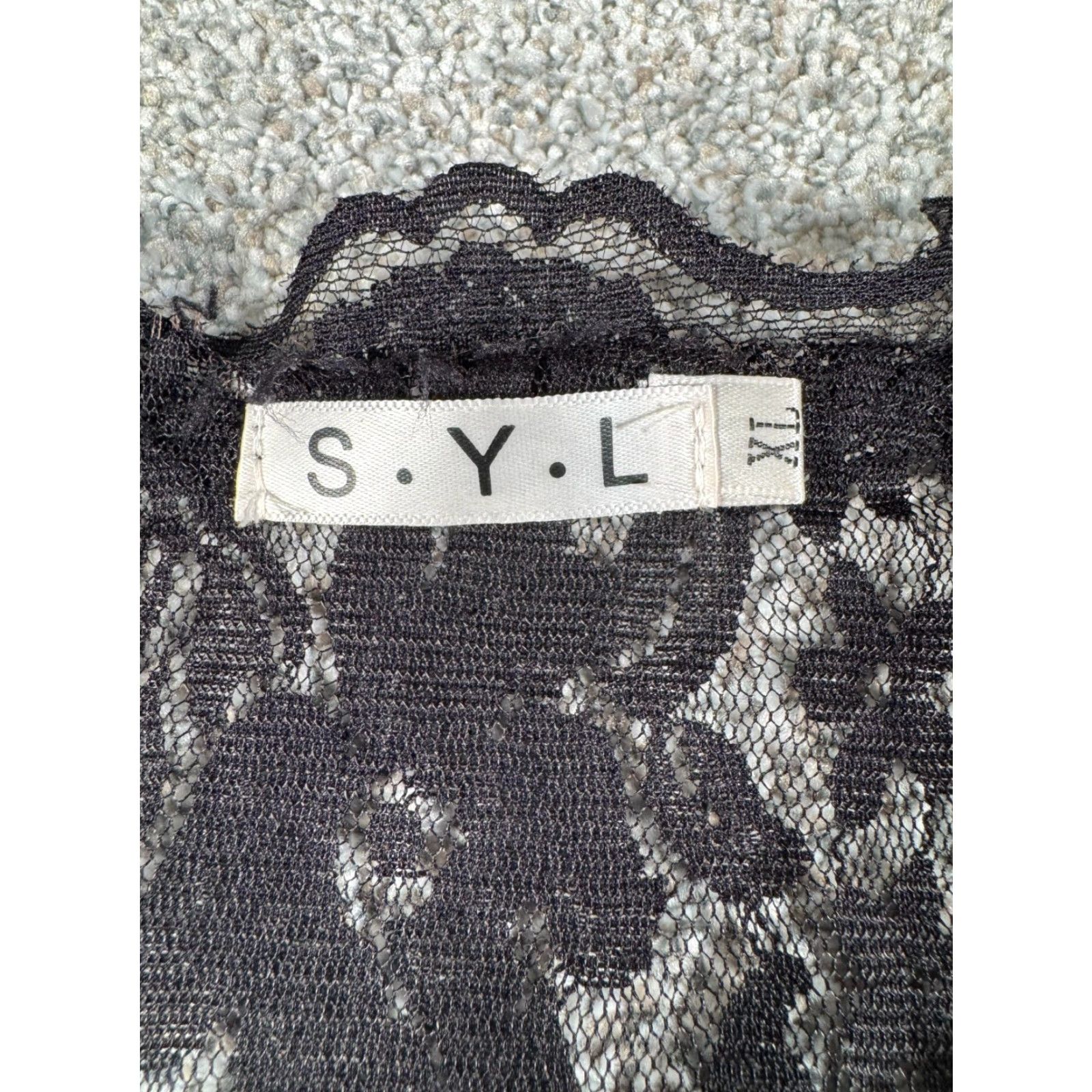 Vintage SYL Dress XL Black Floral Lace Sheer V-Neck Short Mini Sheath Formal Party/Cocktail Womens Fem inine Whimsigoth Dark Fairy Size XL / US 12-14 / IT 48-50 - 2 Thumbnail
