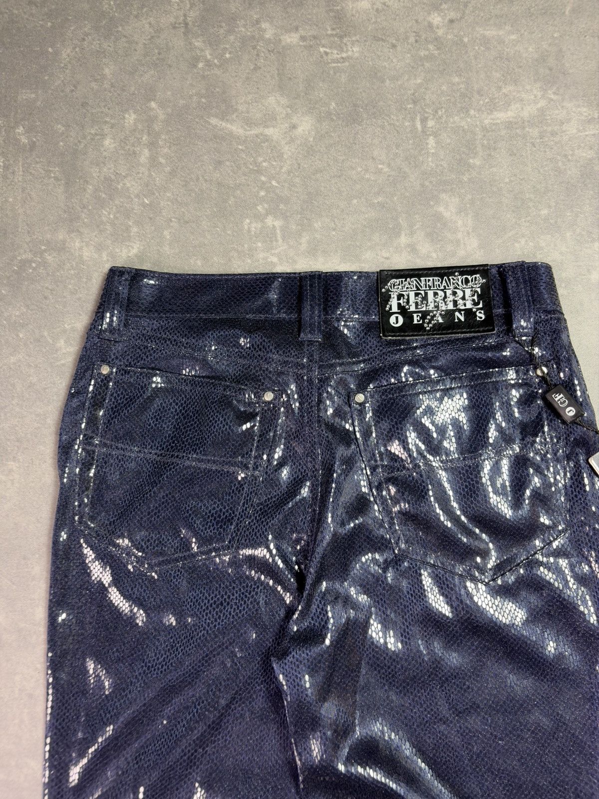Gianfranco Ferre DSWT Blue Glitter Loose Light Trousers Pants 27 Rare Size 27" / US 4 / IT 40 - 15 Thumbnail