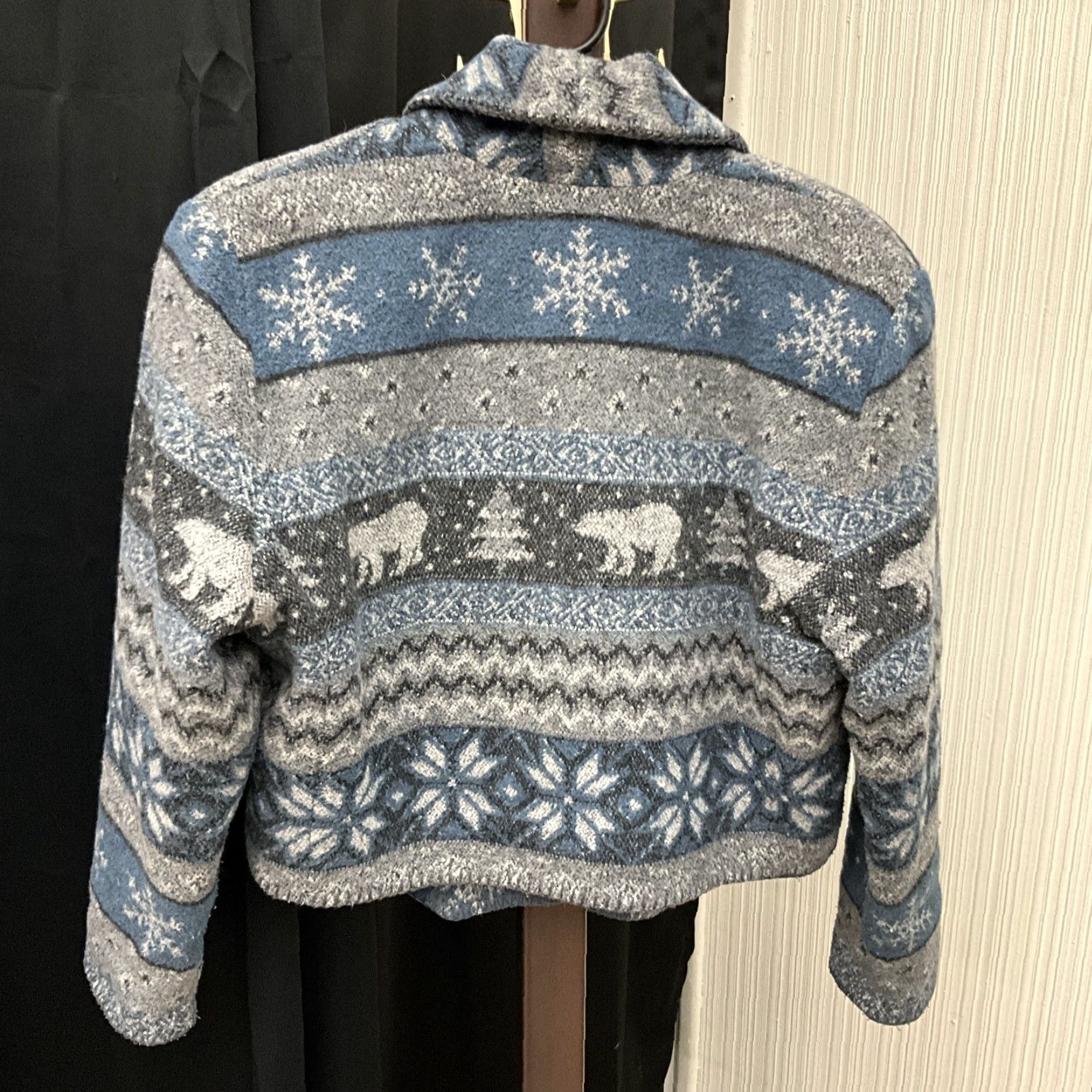 Vintage VINTAGE Polar Bears CROPPED JACKET Wool Blend Gray Women L Wool Blend Southwestern Geometric Padded shoulders 21” 23” Jacket Size L / US 10 / IT 46 - 4 Thumbnail