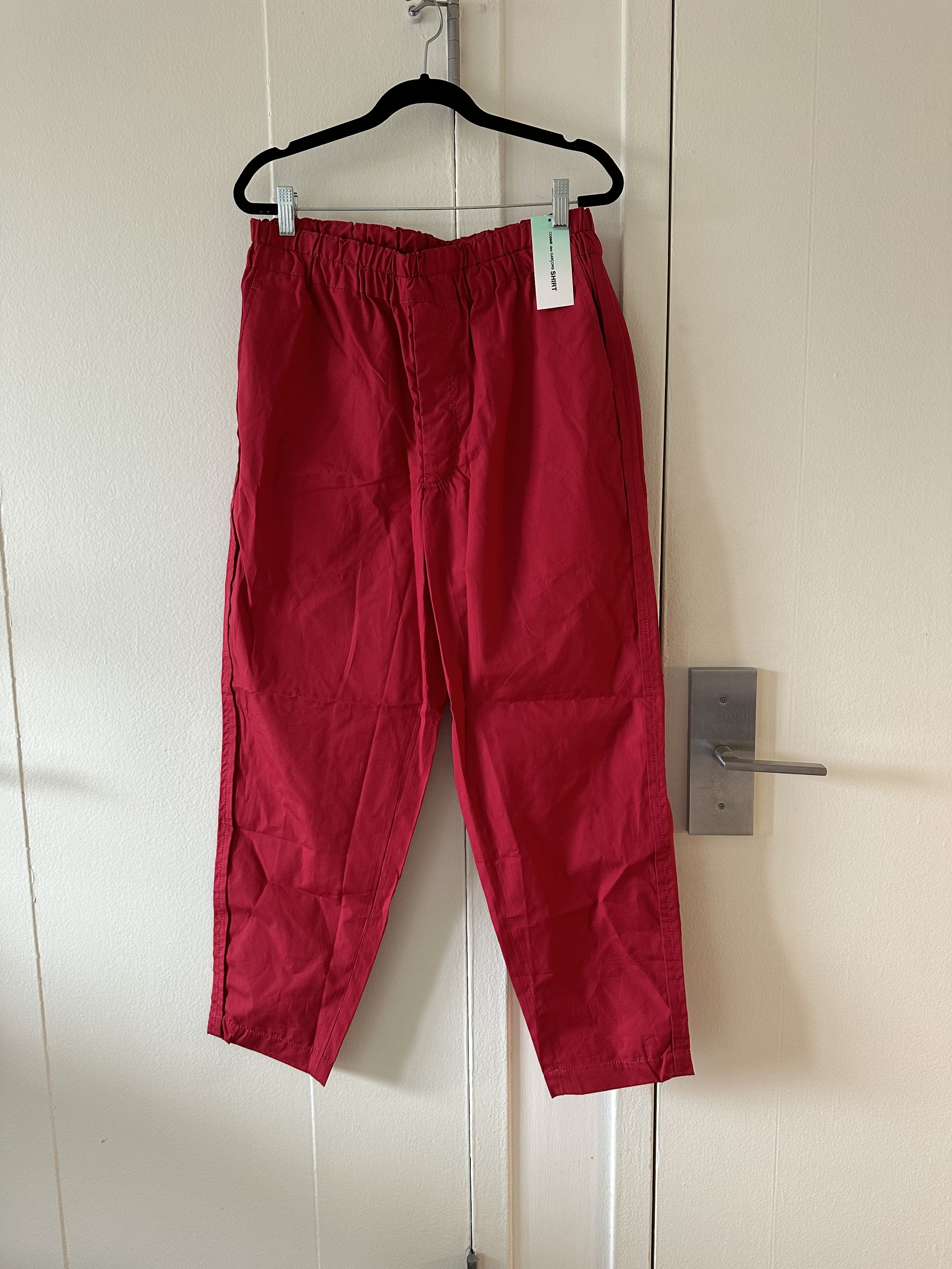 image of Comme Des Garcons x Comme Des Garcons Shirt Drawstring Trousers in Red, Men's (Size 32)