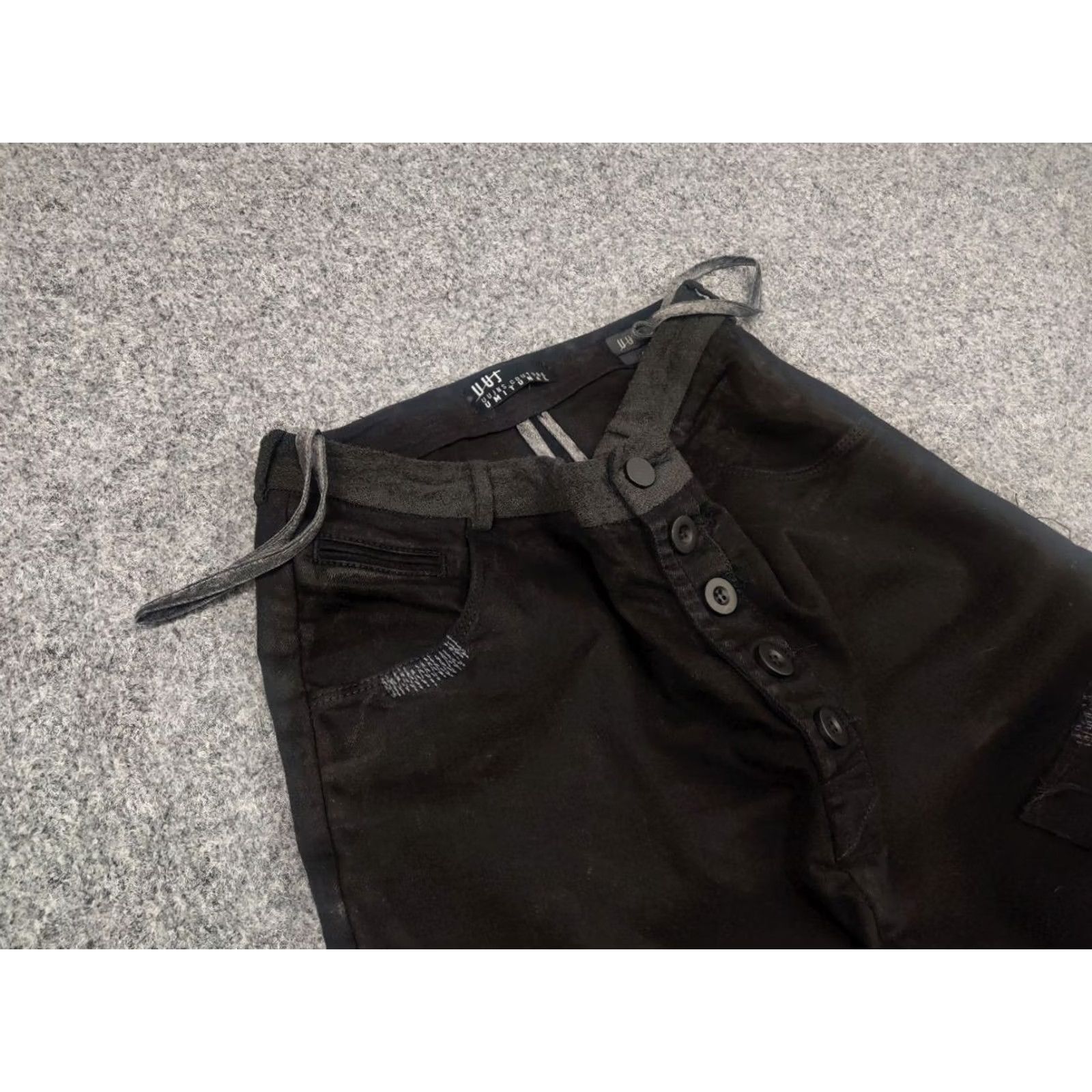 Vintage Umit Unal Couture Design Black jeans decorative stitching Drop Crotch Pants Men 32 Denim Cotton Blend High Rise 90s Grunge Vintage No XS XS? Size US 32 / EU 48 - 4 Thumbnail