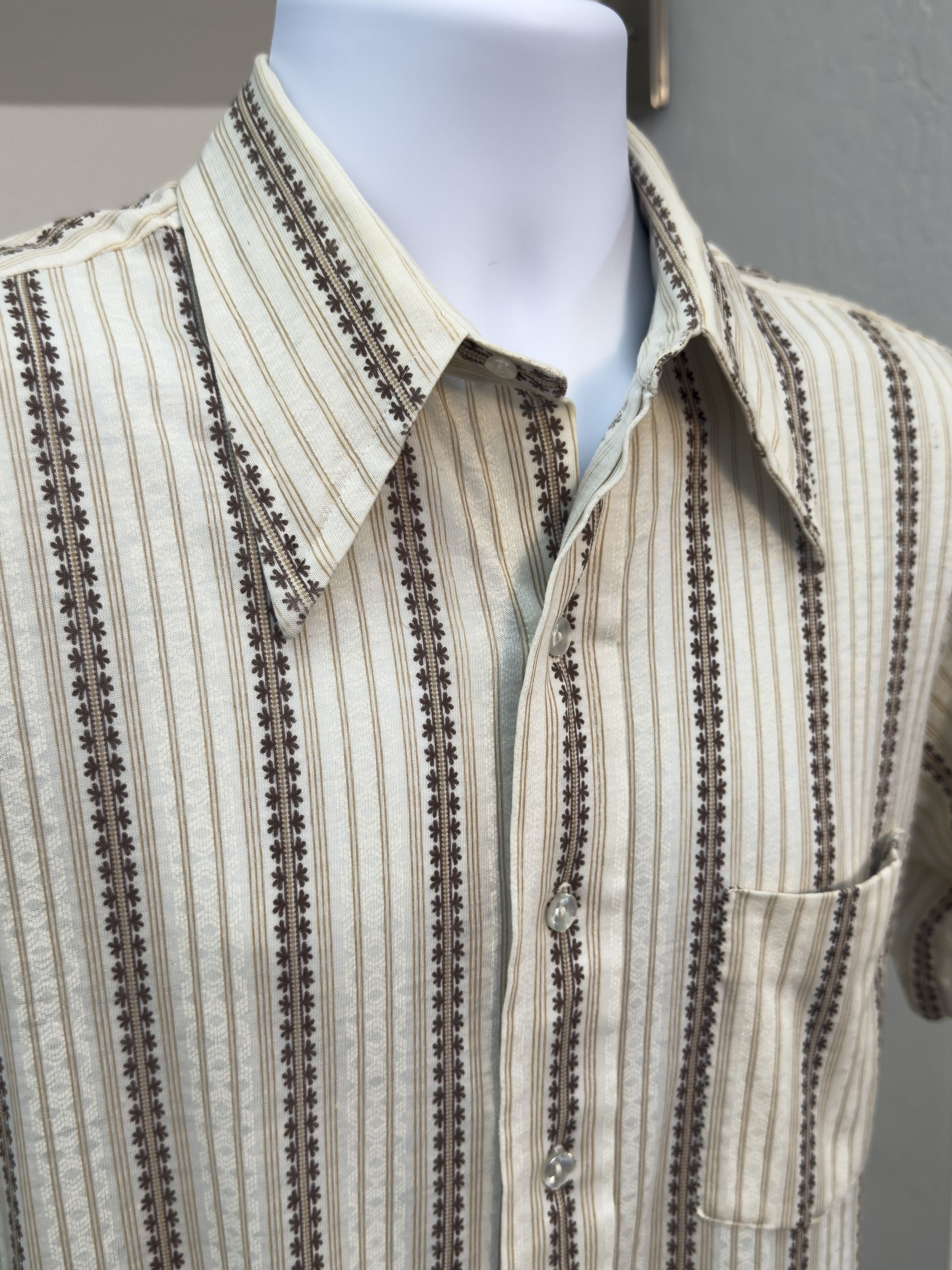 Other Vintage Arrow Knits 70s Striped Short Sleeve Button Up Shirt Size US M / EU 48-50 / 2 - 2 Thumbnail