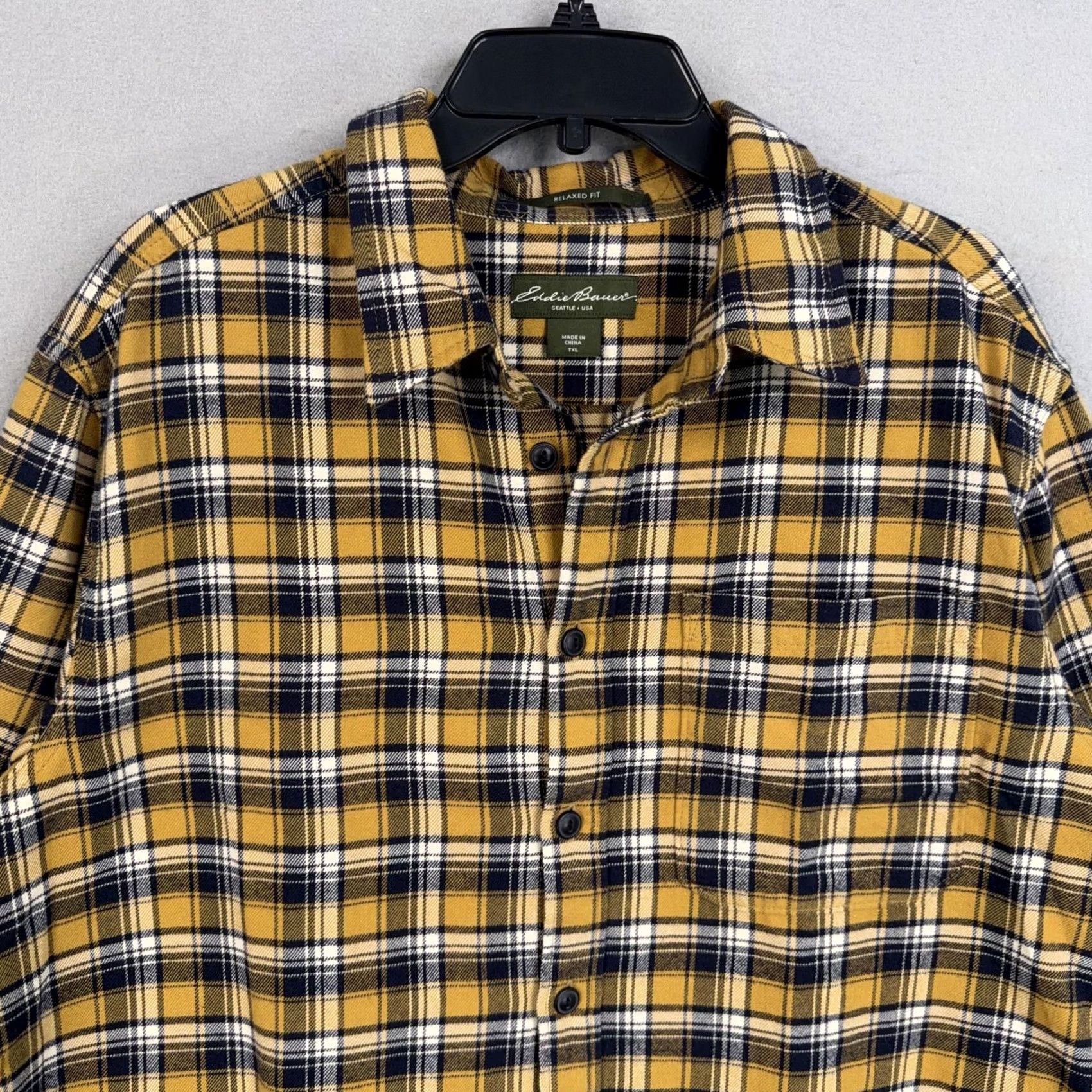 Eddie Bauer VINTAGE Eddie Bauer Shirt Mens XL Tall Yellow Plaid Flannel Relaxed Long Sleeve Button-Up) Size US XL / EU 56 / 4 - 2 Thumbnail
