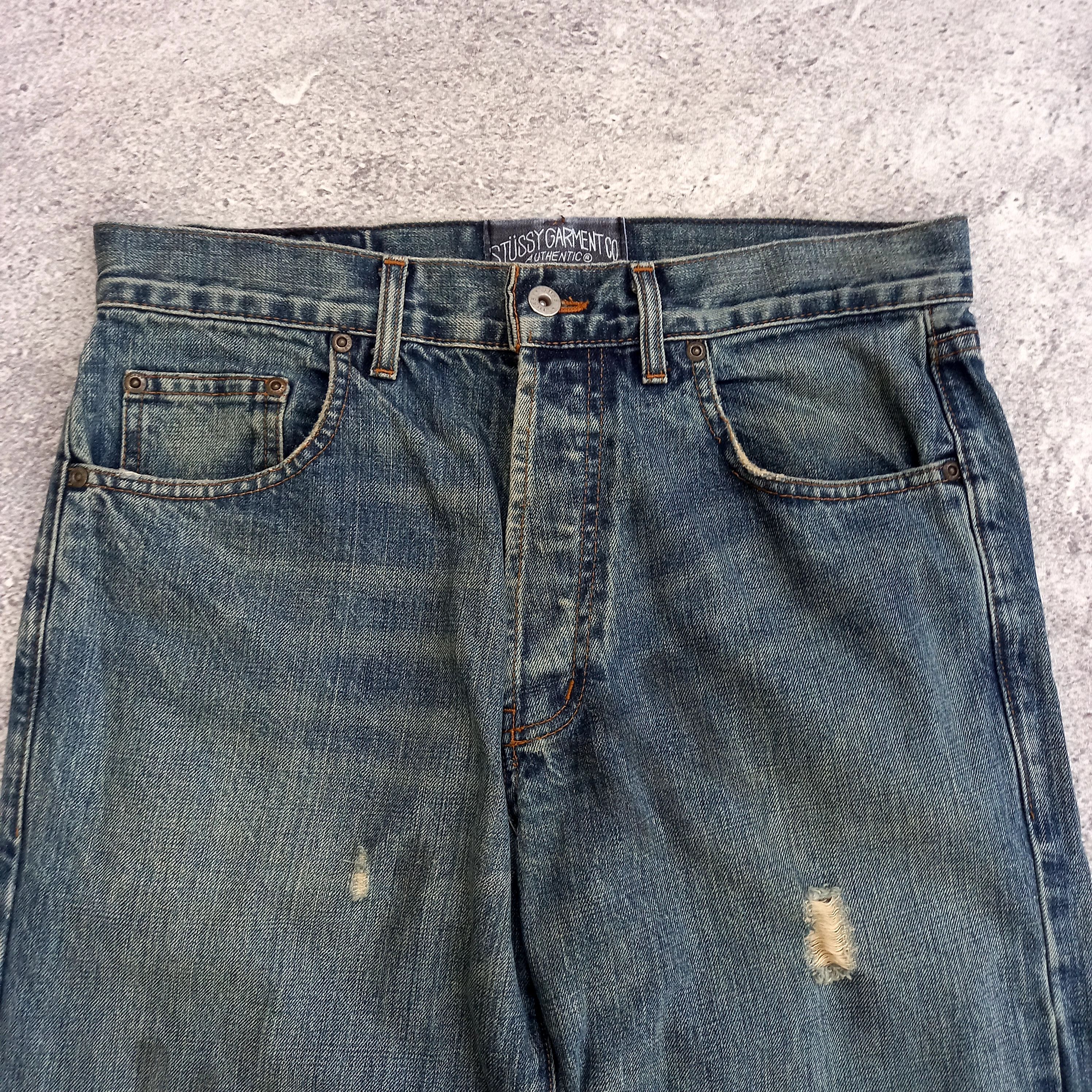 Stussy 1990s Stussy - Button Fly Distressed Denim Pants Size US 32 / EU 48 - 2 Thumbnail