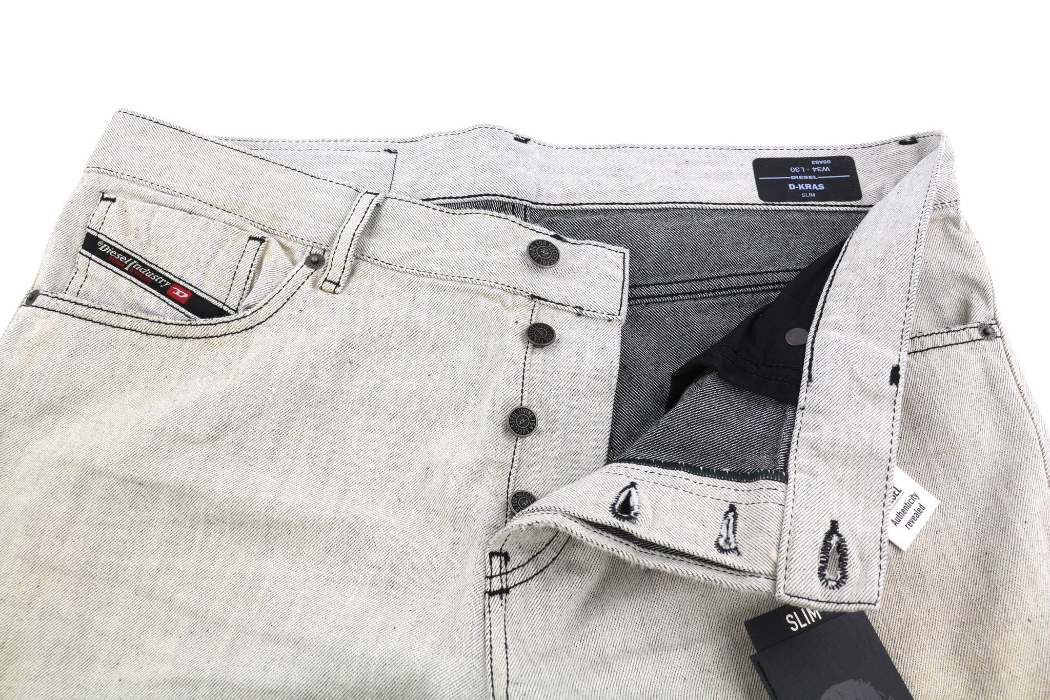 Diesel D-KRAS 09A53 W34/L30 Slim Painted Light Denim Jeans 40156 Size US 34 / EU 50 - 9 Thumbnail