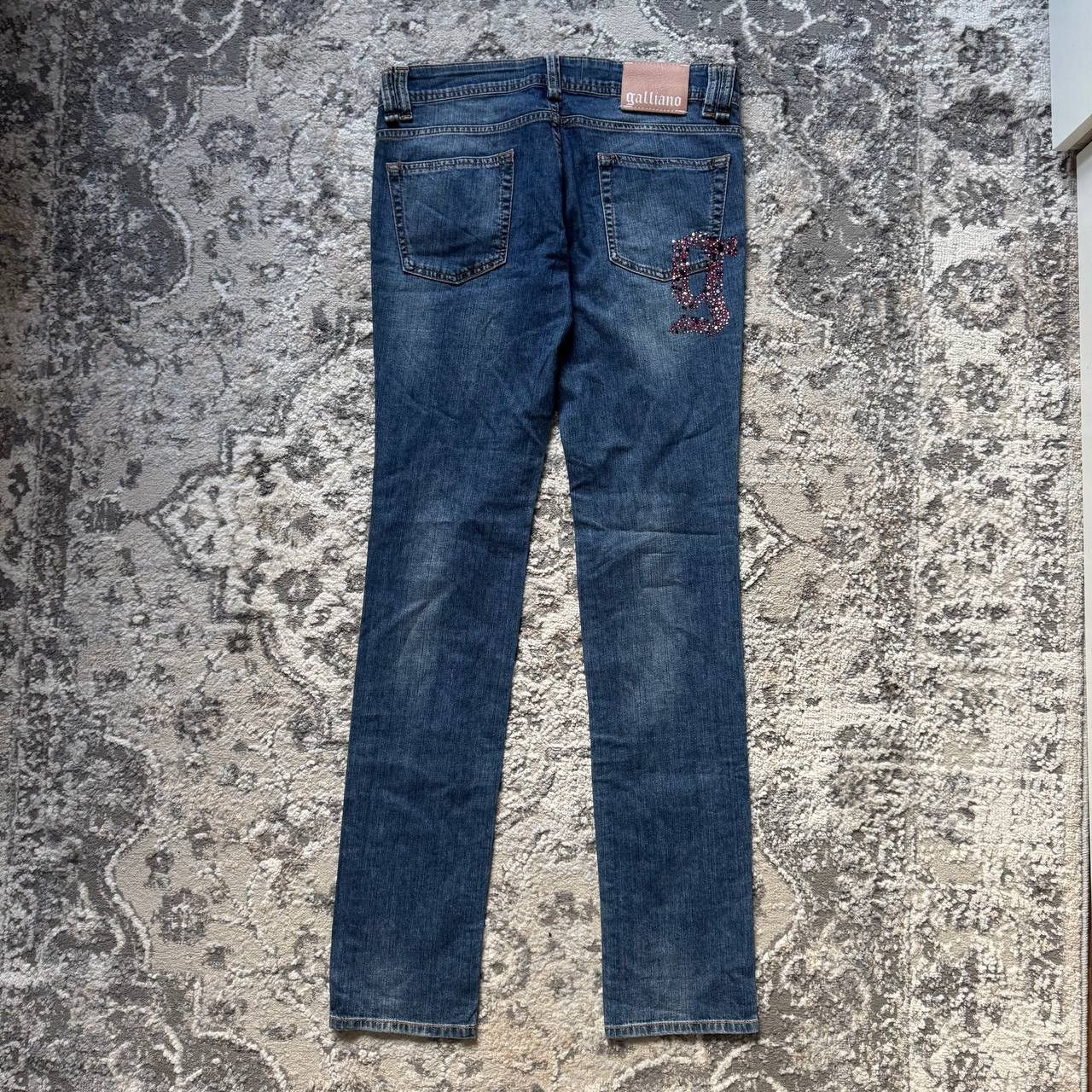 John Galliano RARE John Galliano Vintage Denim Jeans Rhinestone Logo Size 30" / US 8 / IT 44 - 2 Thumbnail