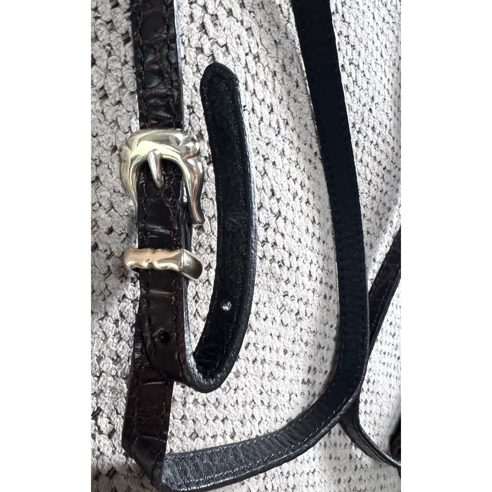 Brighton Brighton Tri Fold Wallet Organizer Crossbody Strap Small Brown Croc Embossed Faux Leather Silver Hardware Women Size ONE SIZE - 8 Thumbnail