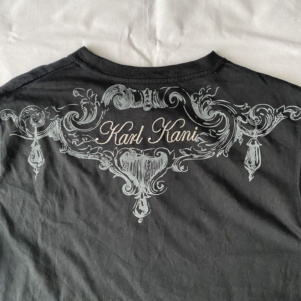 Japanese Brand × Karl Kani Karl Kani Black Gothic Cross Typography 1989 Designs Tees Size US L / EU 52-54 / 3 - 15 Thumbnail