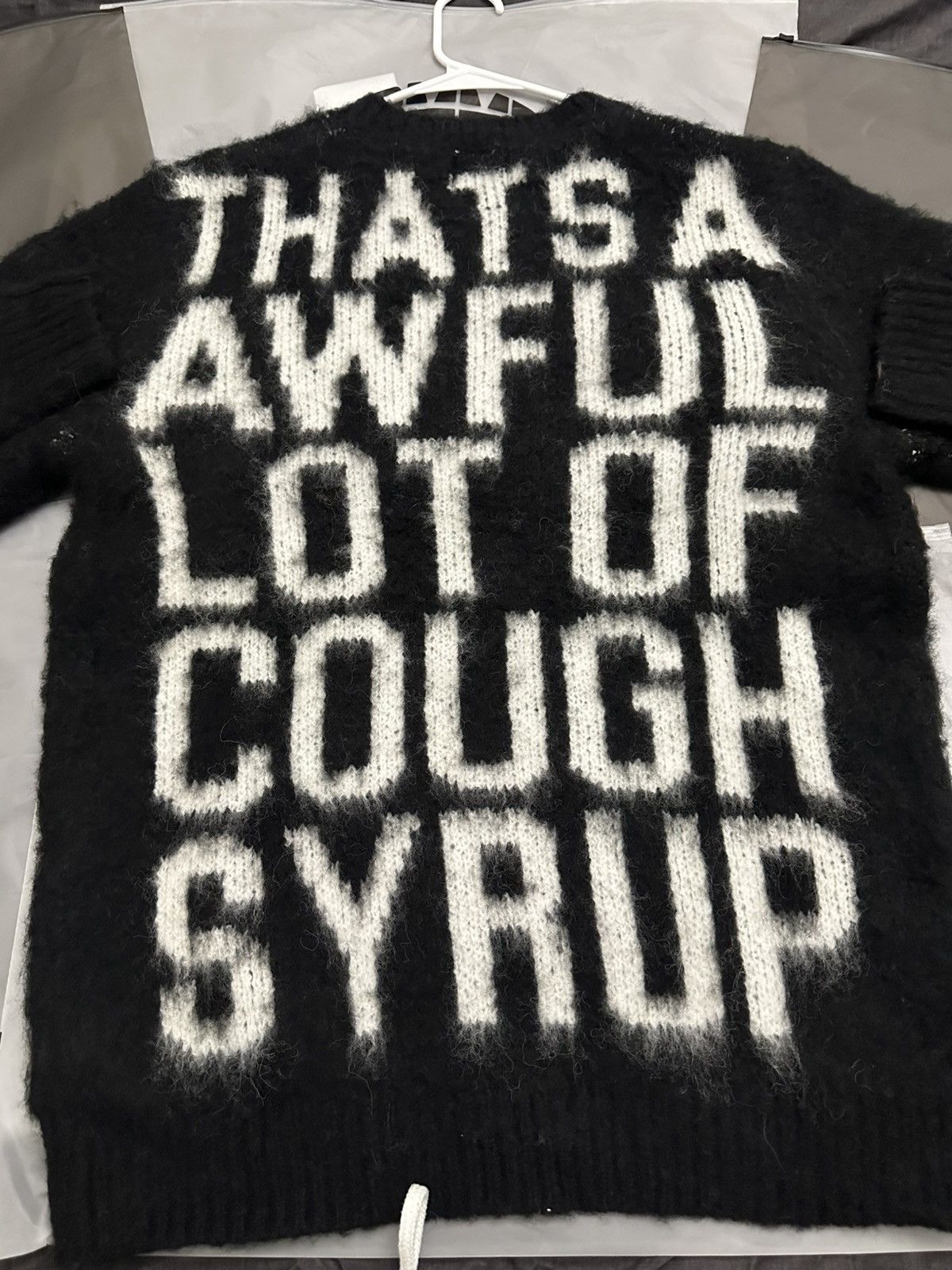 Awful Lot of Cough Syrup Black Mohair Sweater Size US L / EU 52-54 / 3 - 2 Thumbnail