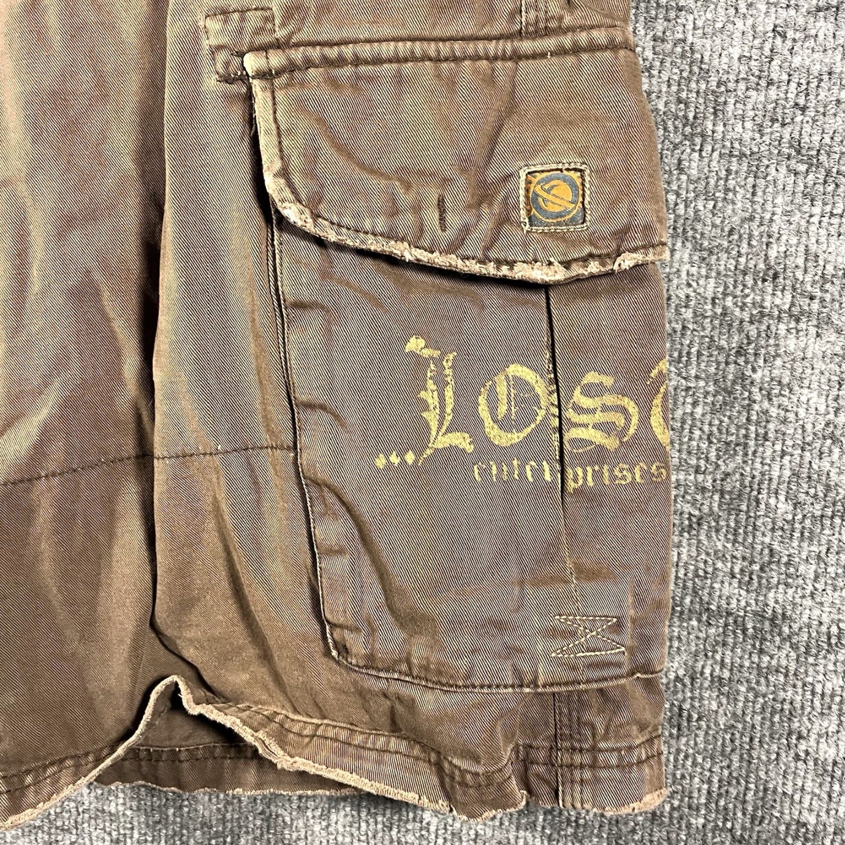 Vintage VINTAGE Lost ENTERPRISES Cargo Shorts Mens 33 Brown Cotton Ripstop 90s Baggy Pockets Adjustable Waist Baggy Mens Size US 33 - 2 Thumbnail
