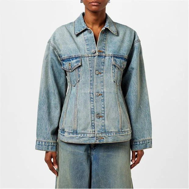 Balenciaga o1g2r1mq0924 Denim Jackets in Denim Blue Size S / US 4 / IT 40 - 3 Thumbnail