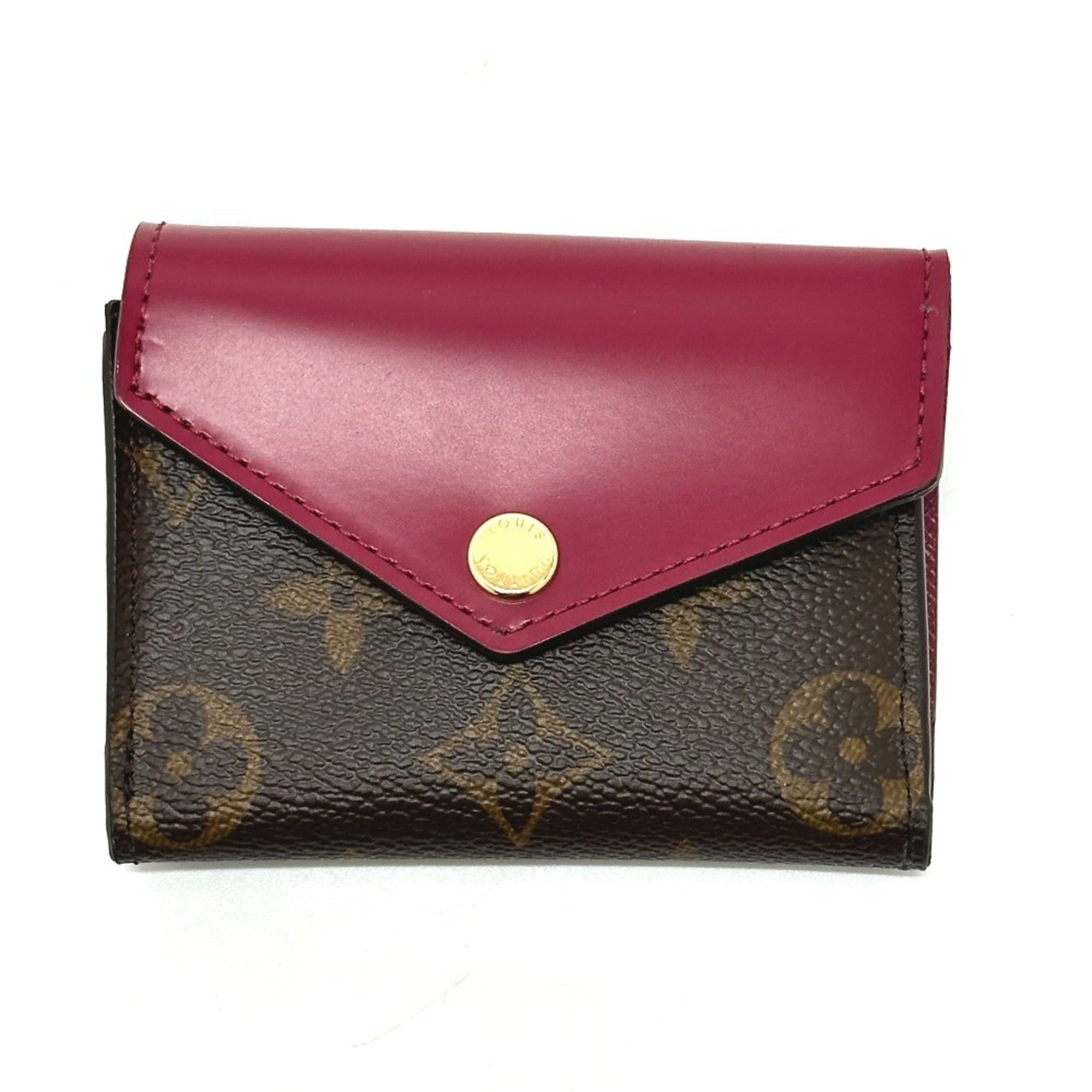 Louis Vuitton LOUIS VUITTON M62932 Portefeuille Zoe Tri-fold Wallet in Monogram Canvas, Women's, Brown x Fuchsia Size ONE SIZE - 1 Thumbnail
